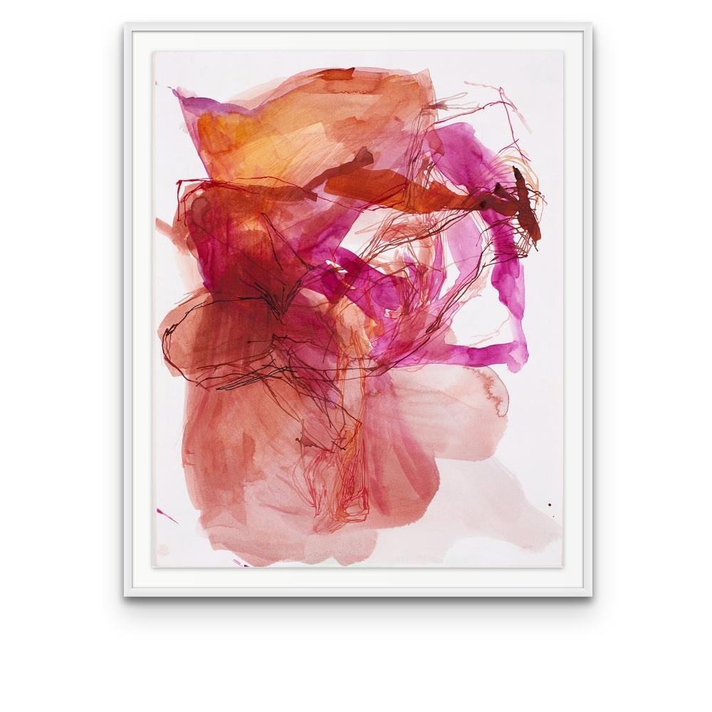 Trunk Study #22 - Colorful ink on paper edition with Archival Pigment Print - Beige Abstract Print by Elizabeth Gilfilen