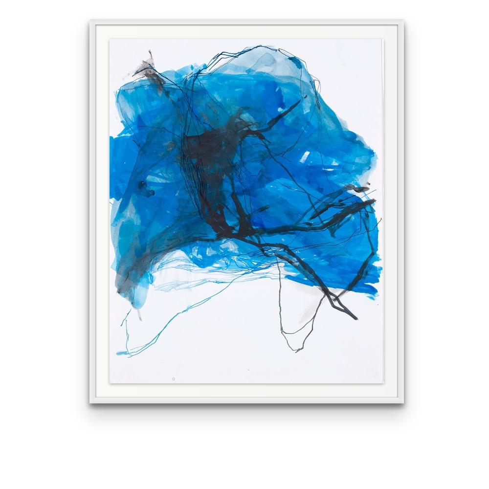 Trunk Study #27 - Colorful ink on paper edition with Archival Pigment Print - Blue Abstract Print by Elizabeth Gilfilen