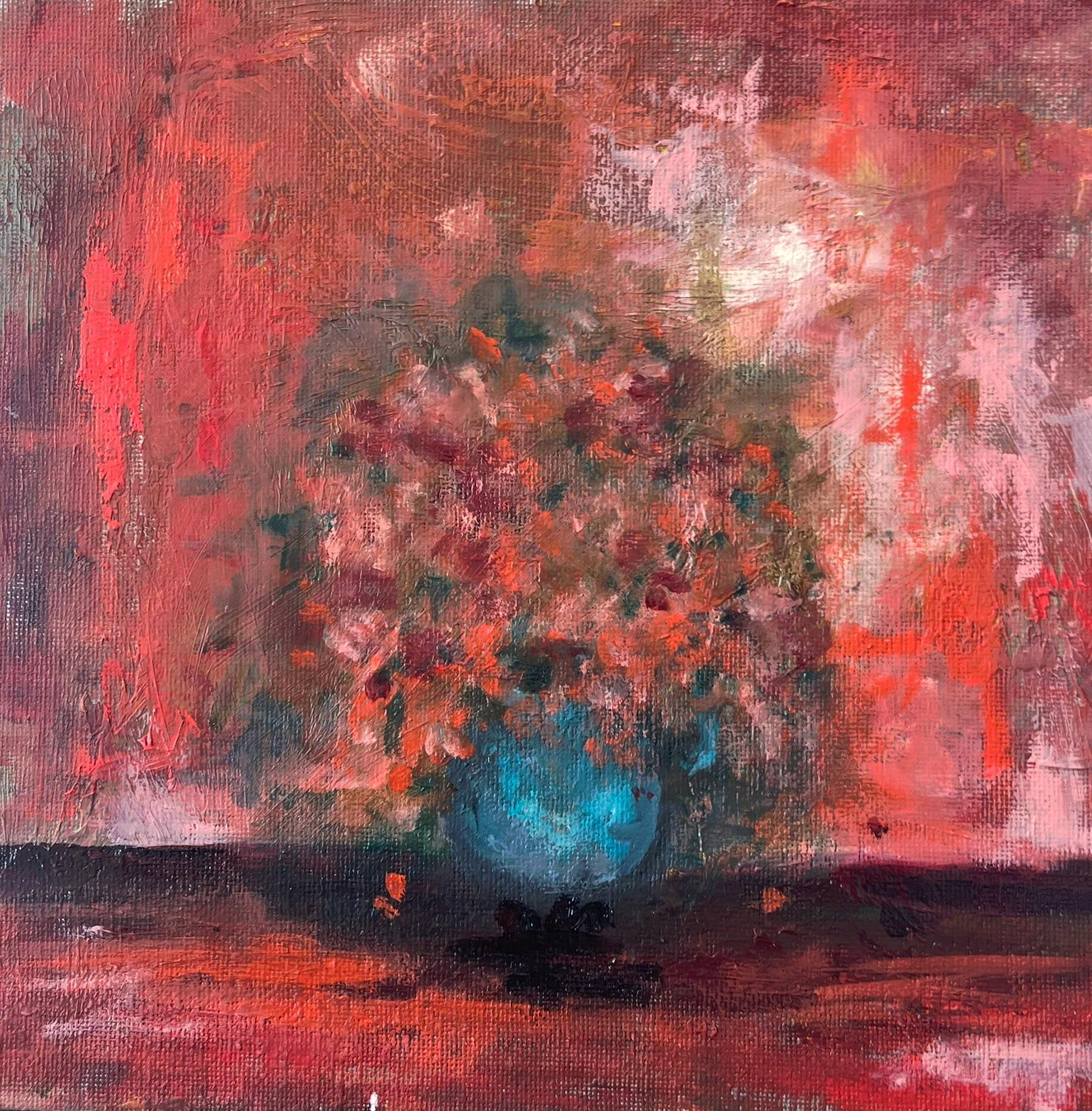 Portrait Painting di Elizabeth Gorcey - Fiori rossi (olio su tela)