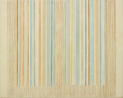 AB 25, Abstract Painting in Beige, Gray, Blue, Olive, Cadmium Orange, Yellow
