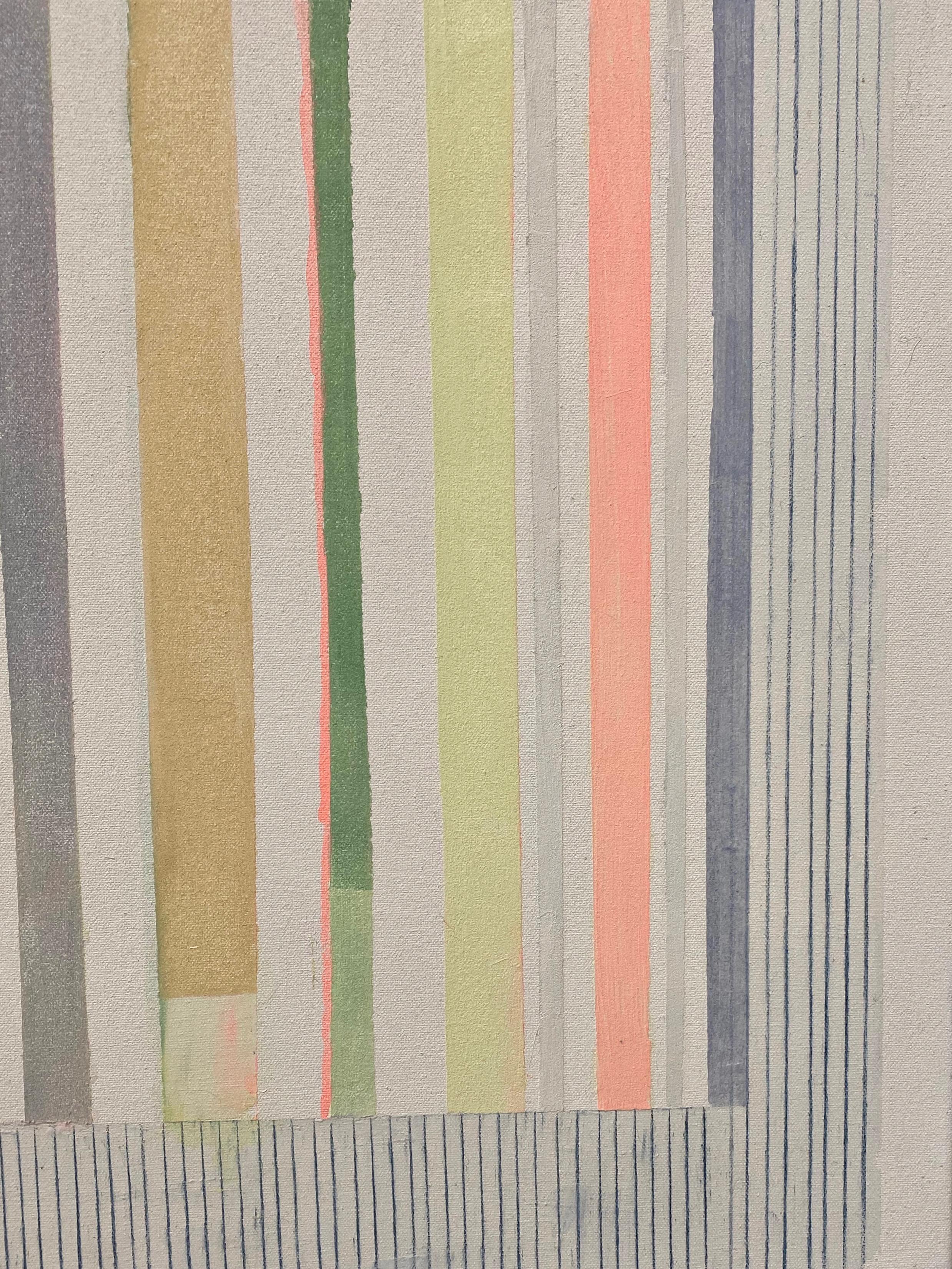 Ashgreylime - Beige Vert Clair Sage Citron Jaune Rayures Géométriques Abstraites en vente 1