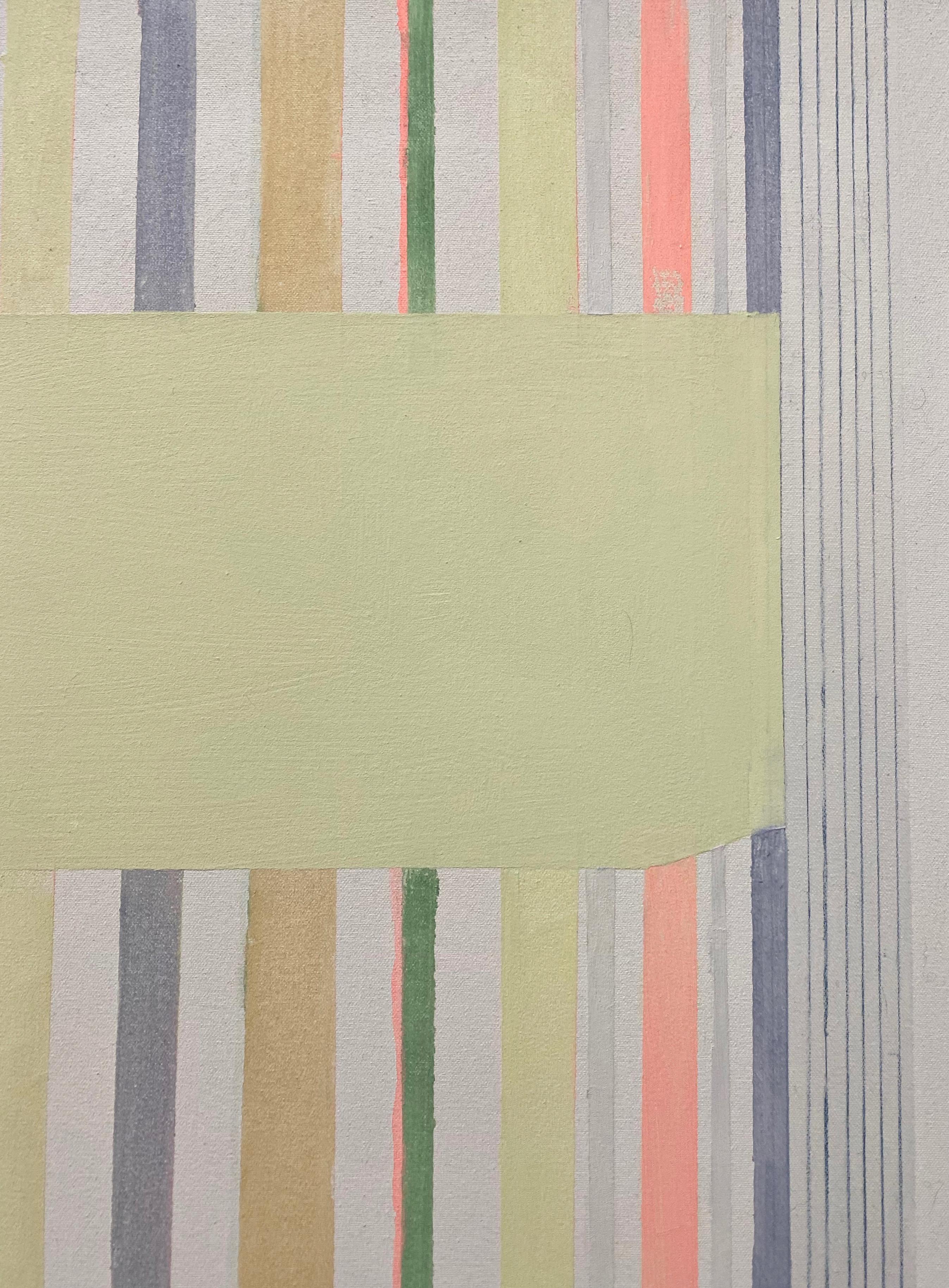 Ashgreylime - Beige Vert Clair Sage Citron Jaune Rayures Géométriques Abstraites en vente 2