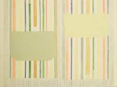 Aschenbeerfarben, Beige, Hellgrün, Salbei, Zitronengelbe Streifen, Geometrisch Abstrakt