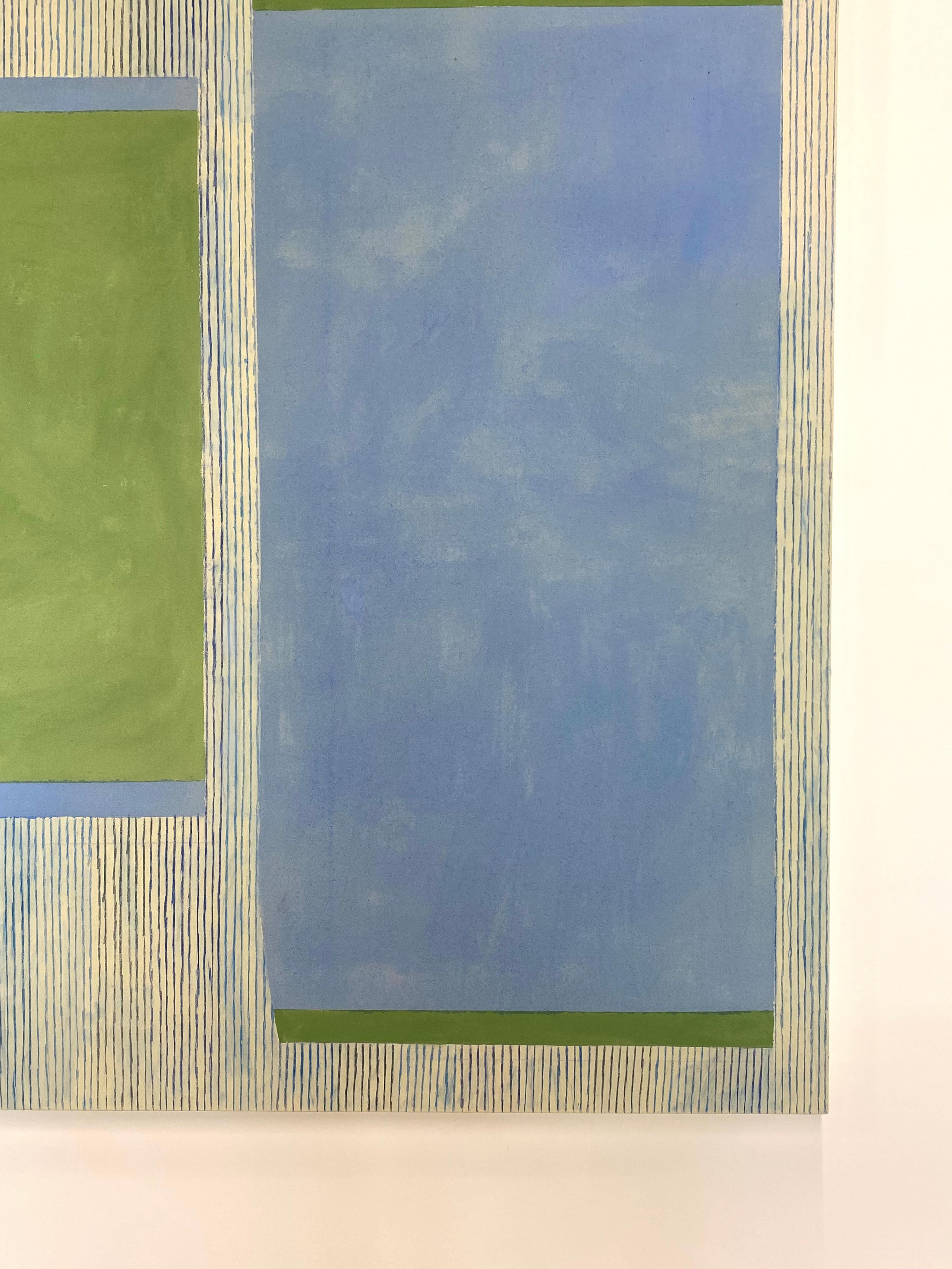 Bluecobalto, Azzurro, Verde erba, Strisce, Pittura astratta geometrica in vendita 5