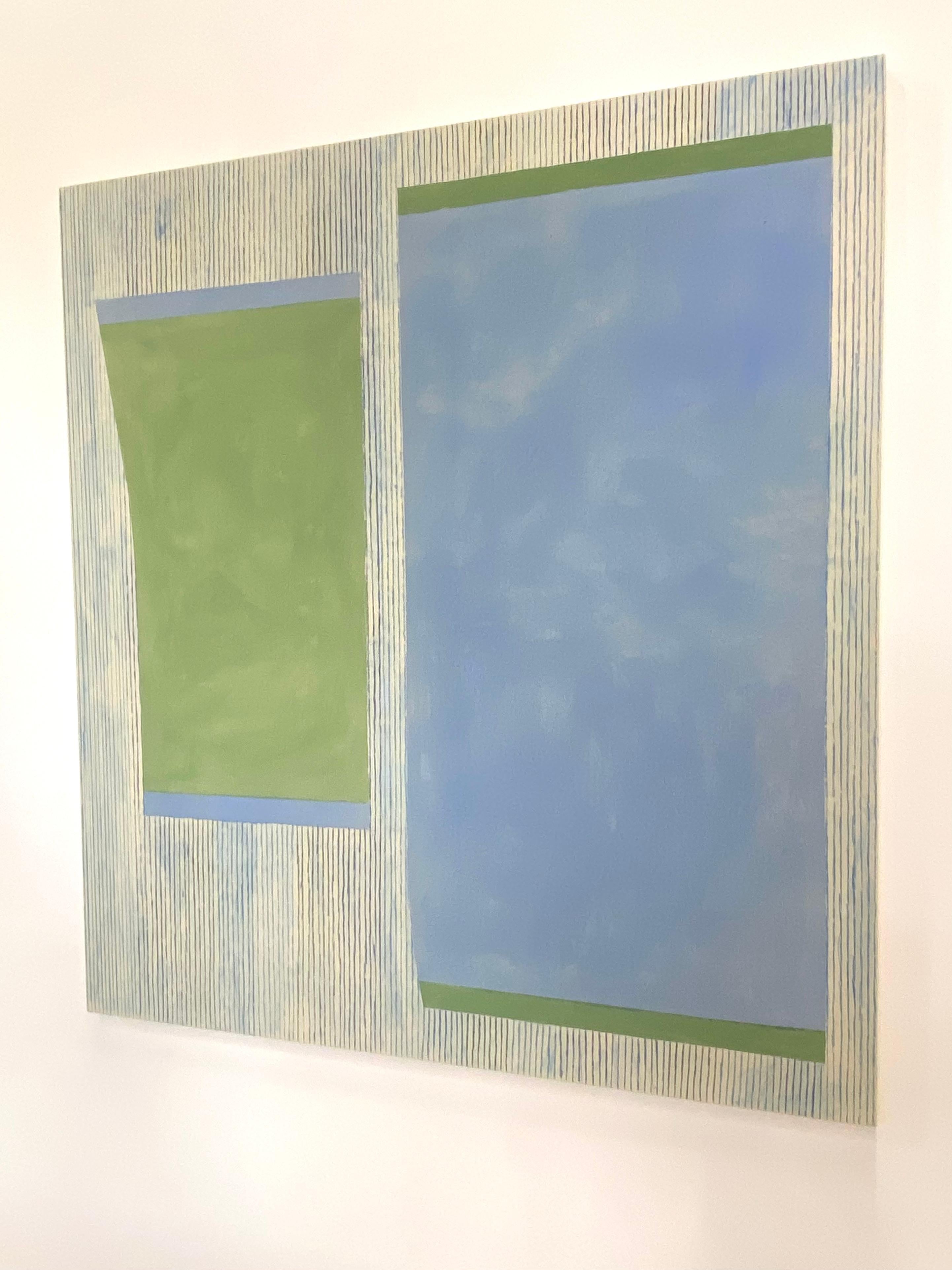 Bluecobalto, Azzurro, Verde erba, Strisce, Pittura astratta geometrica in vendita 6
