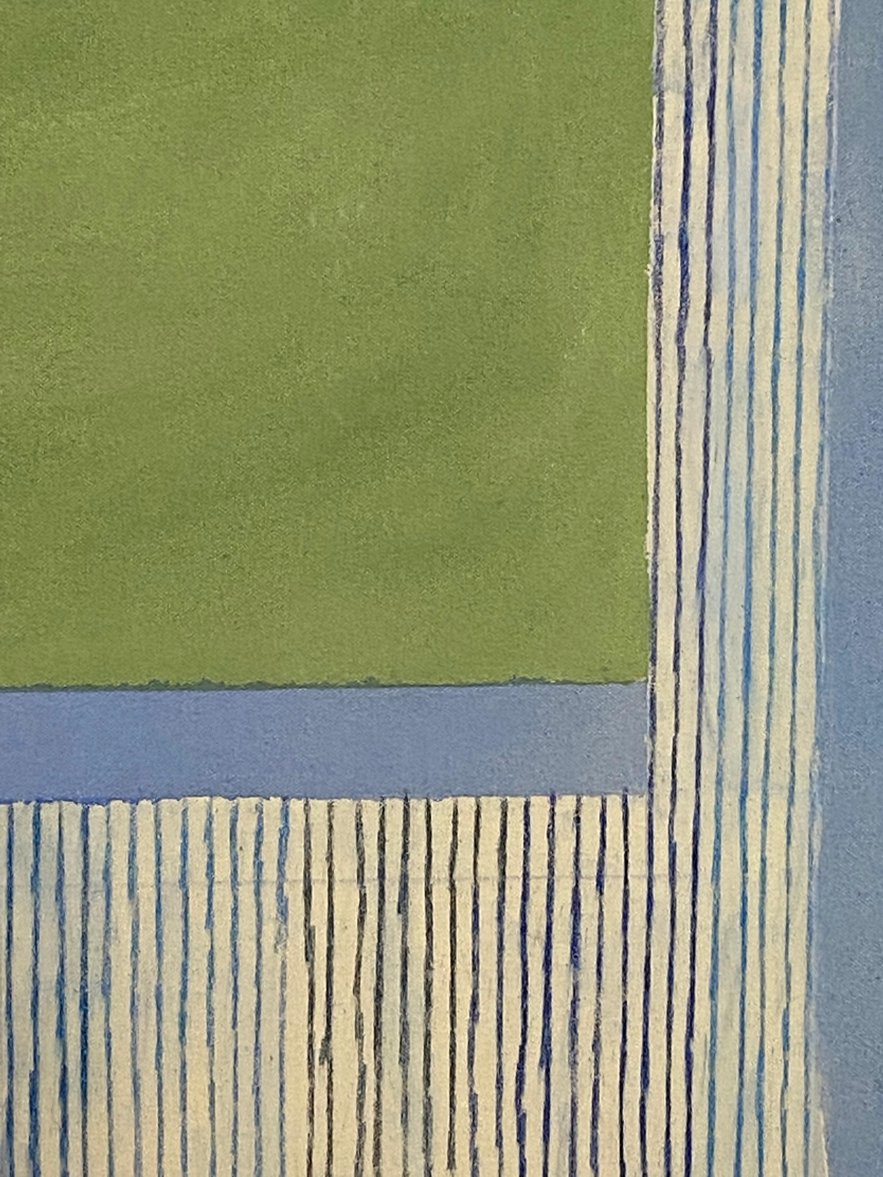 Bluecobalt Green, Light Blue, Grass Green, Stripes, Geometric Abstract Painting For Sale 6