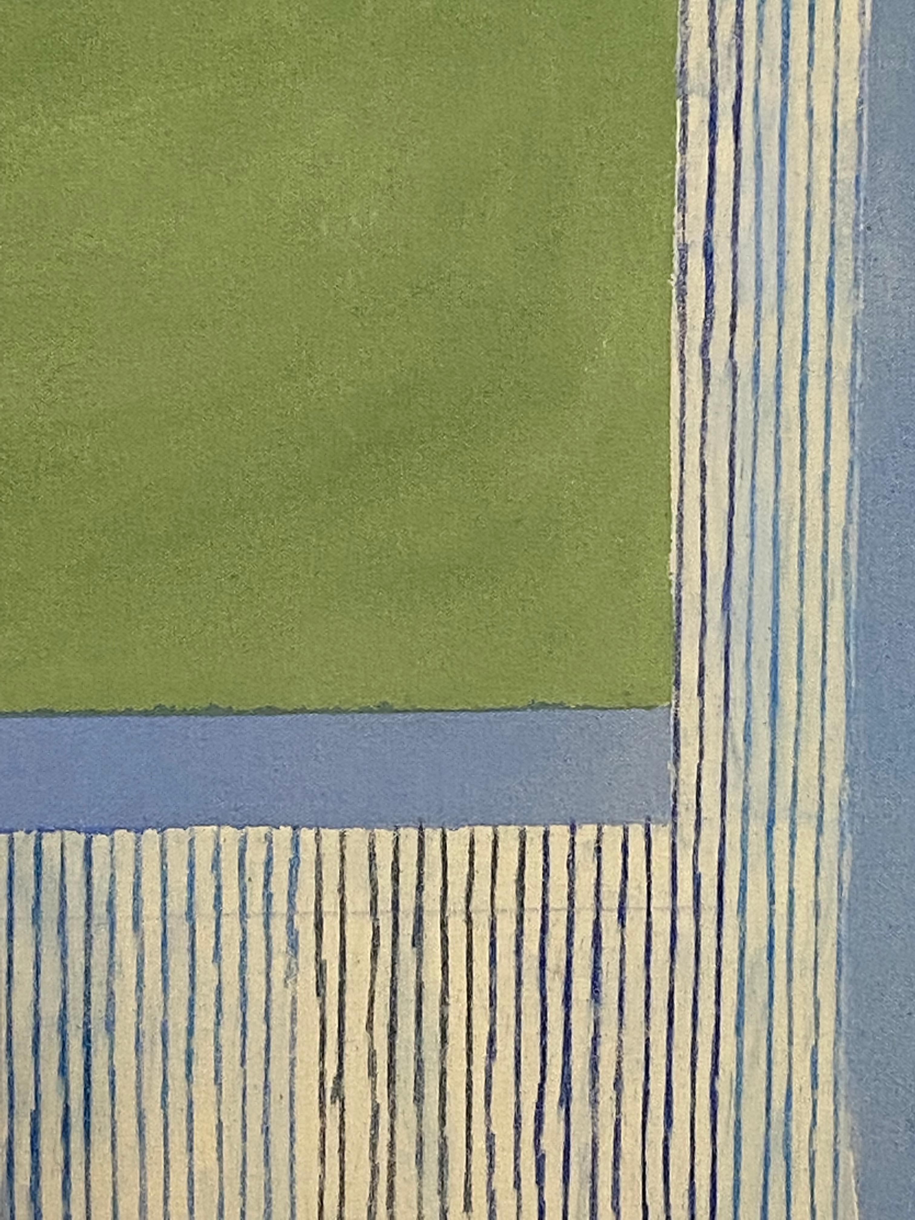 Bluecobalto, Azzurro, Verde erba, Strisce, Pittura astratta geometrica in vendita 2
