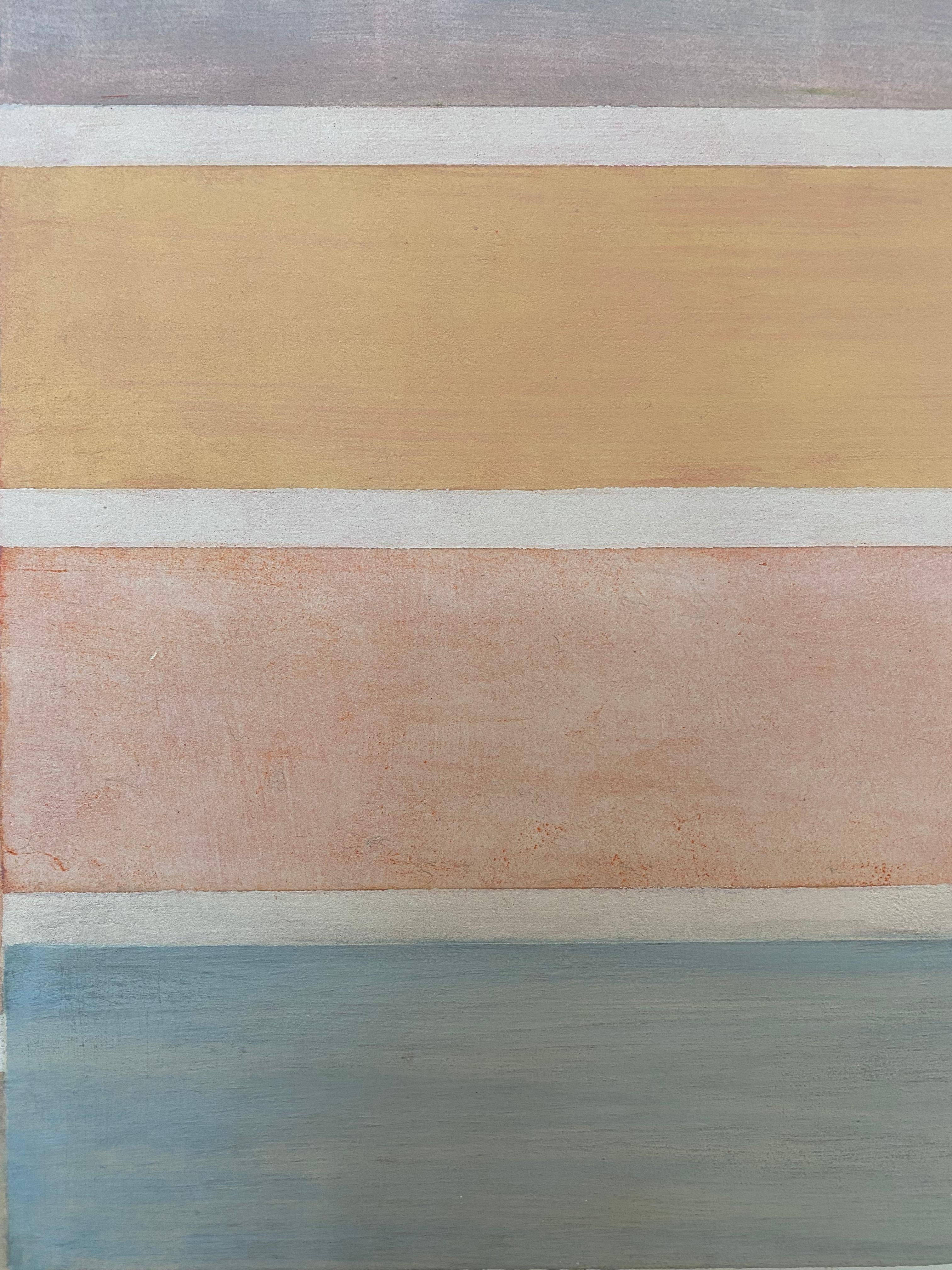 C30, Peach, Mauve, Pink, Dusty Rose Beige Stripes, Pastel Color on Shaped Panel For Sale 3