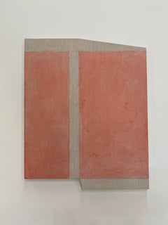 Cinnabar - Geometric Abstract Coral Orange Beige Shaped Panel Painting