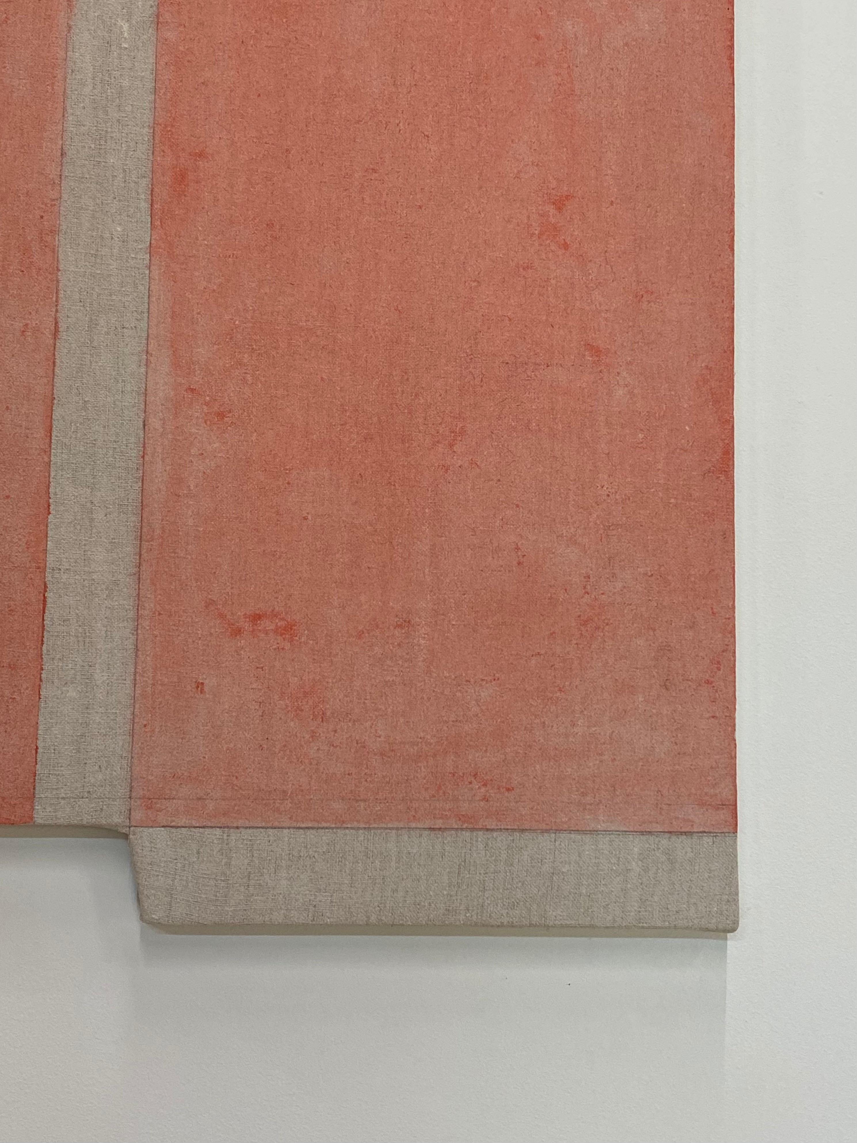 Cinnabar, Geometric Abstract, Coral Orange and Beige, Shaped Panel 3