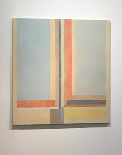 Duende Two, Geometric Abstract Painting, Beige, Blue, Orange, Brown, Gray