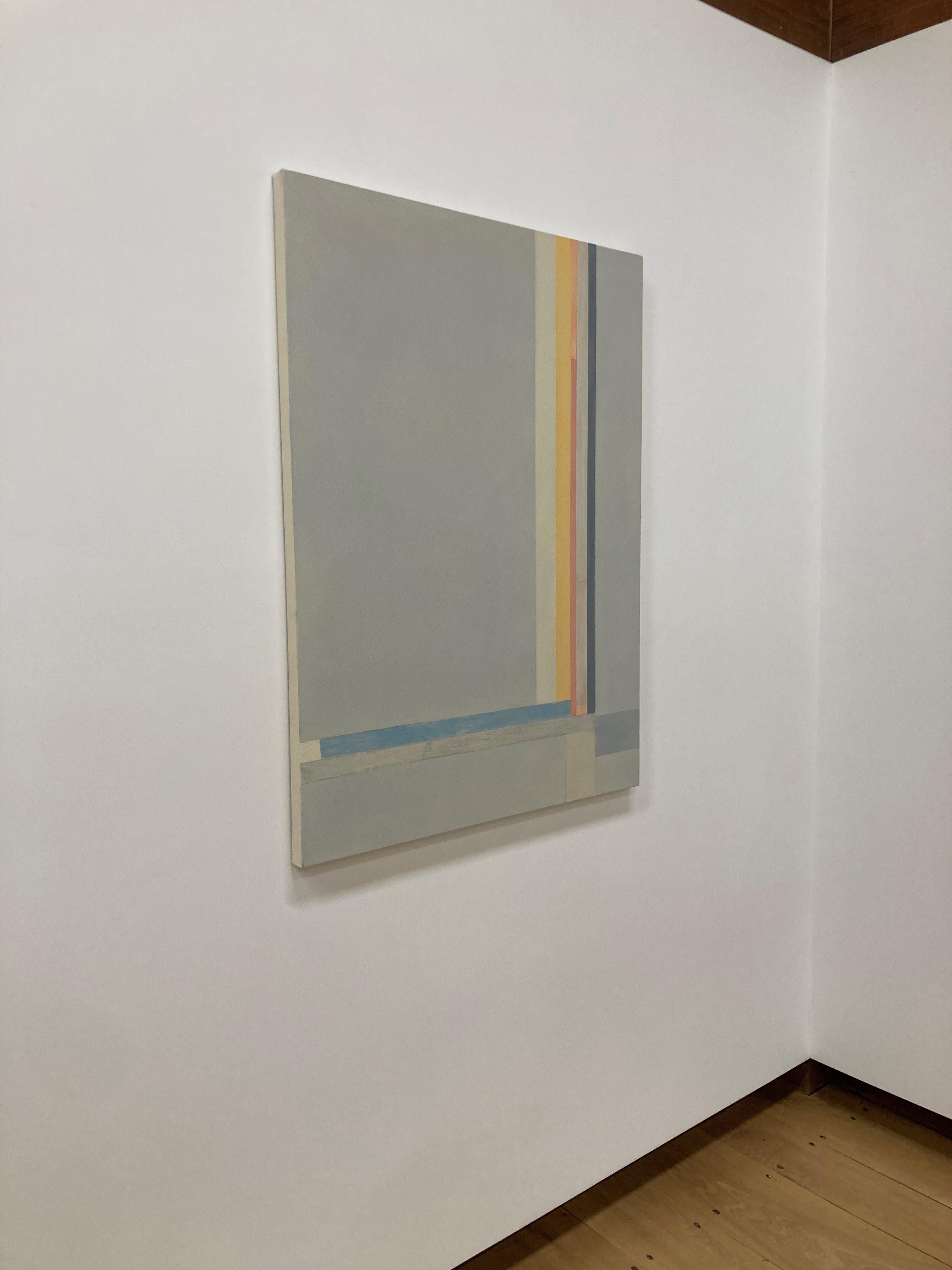 H Due, Beige, Arancione albicocca, Giallo, Azzurro, Grigio scuro Strisce astratte in vendita 3