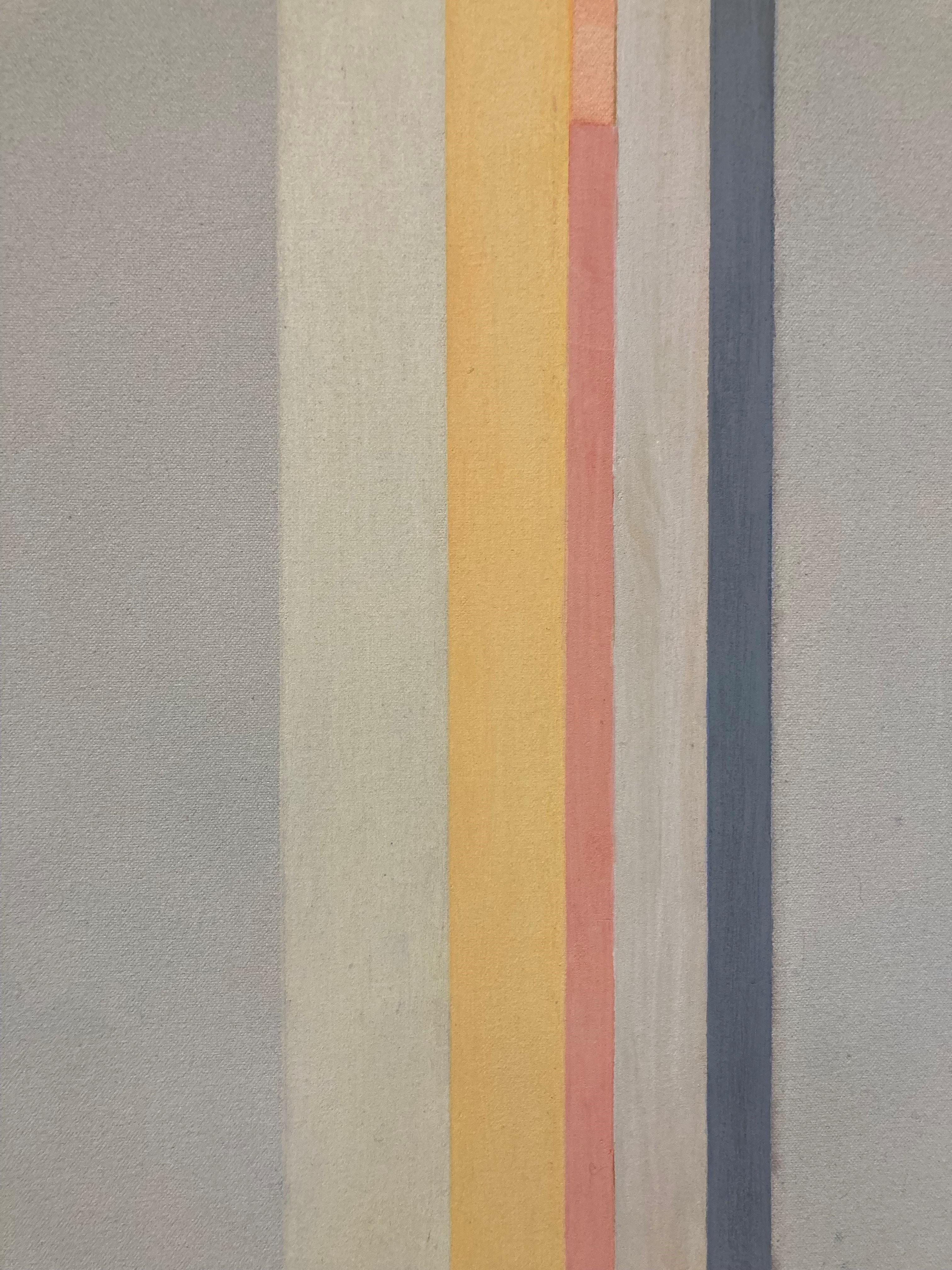 H2, Geometric Abstract Painting, Beige, Orange, Yellow, Light Blue, Dark Gray For Sale 2