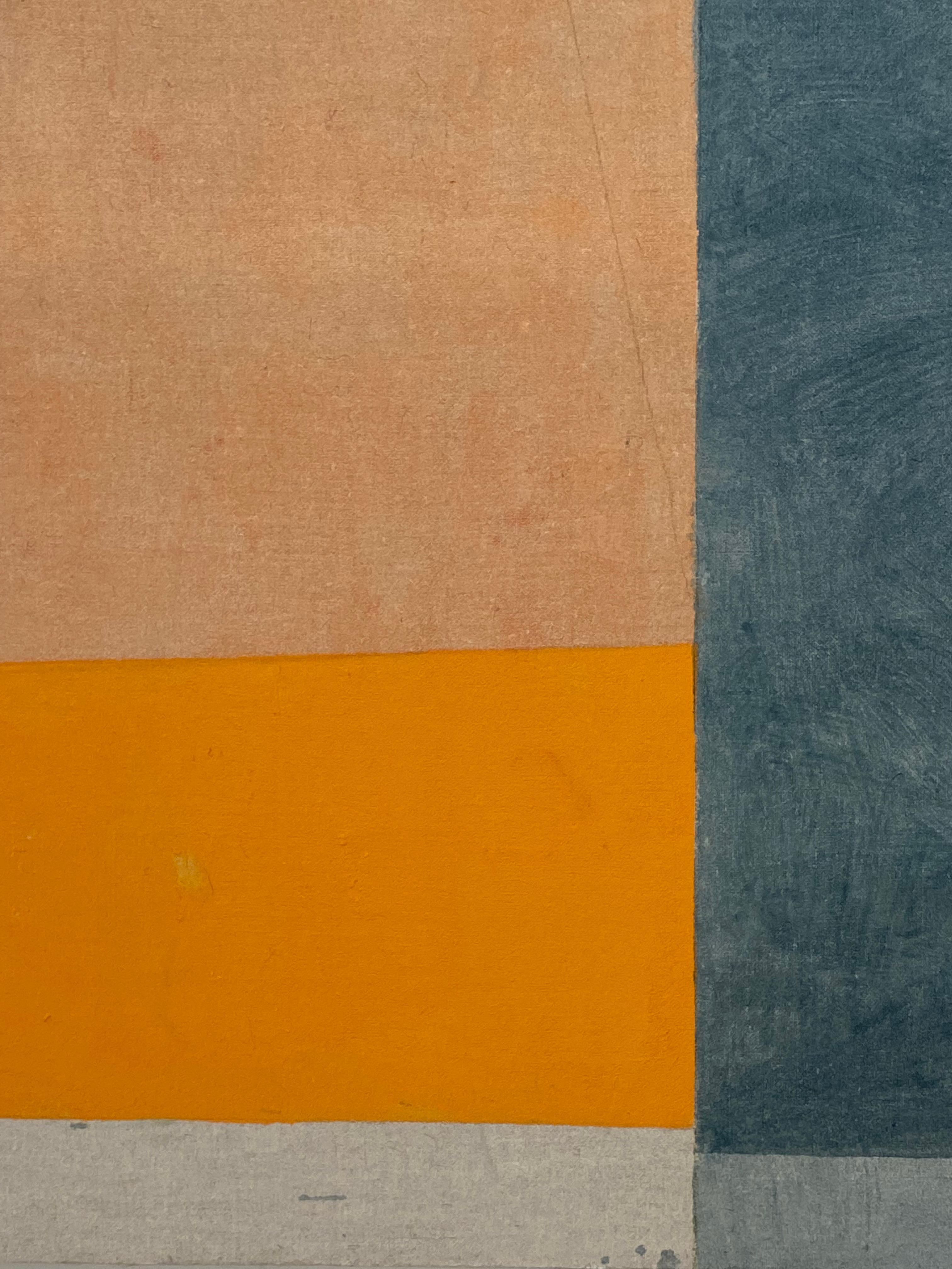 J30, peinture géométrique abstraite, orange, beige, gris anthracite, panneau façonné 6