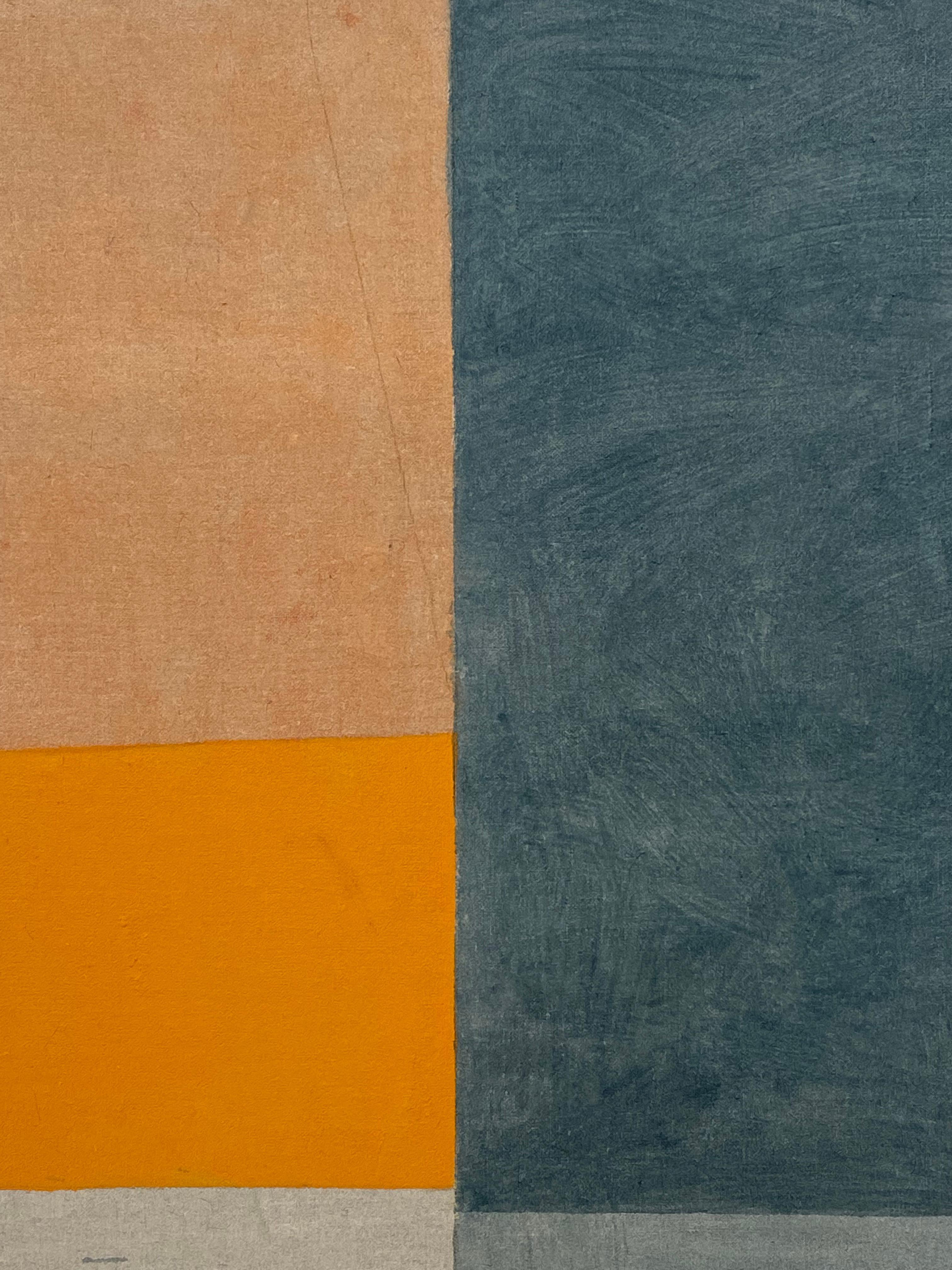 J30, peinture géométrique abstraite, orange, beige, gris anthracite, panneau façonné 7