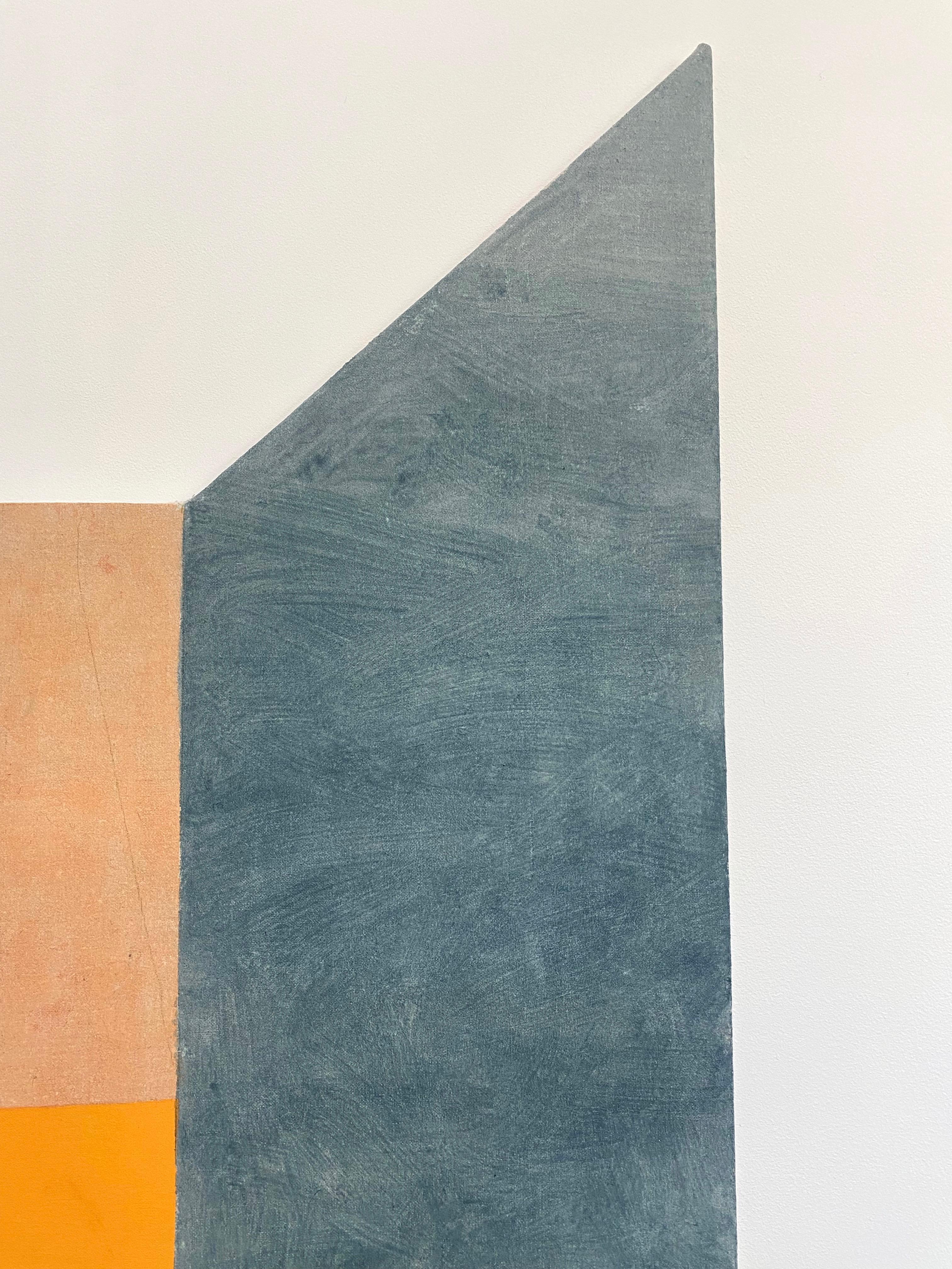 J30, peinture géométrique abstraite, orange, beige, gris anthracite, panneau façonné 9