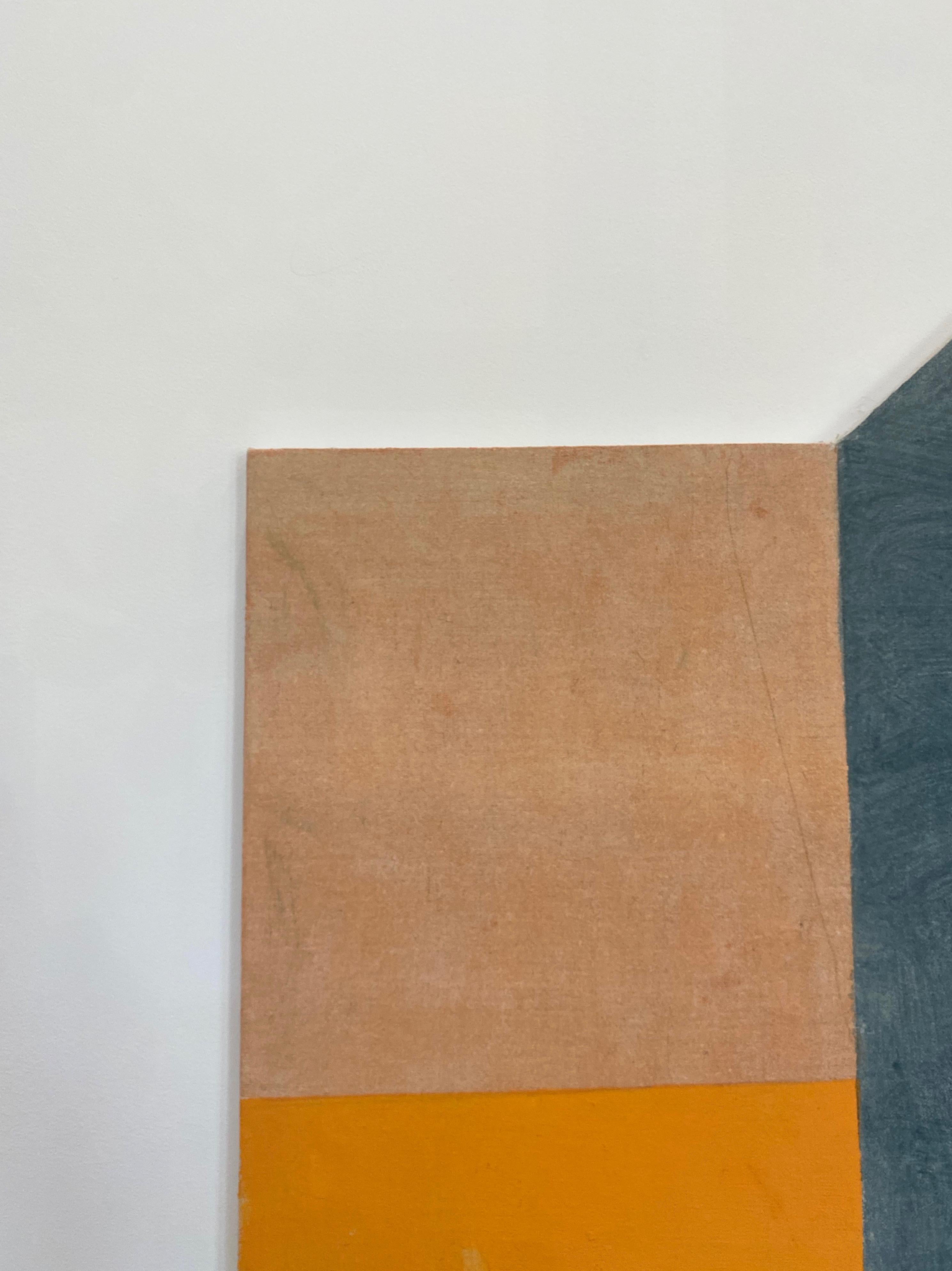 J30, peinture géométrique abstraite, orange, beige, gris anthracite, panneau façonné 3