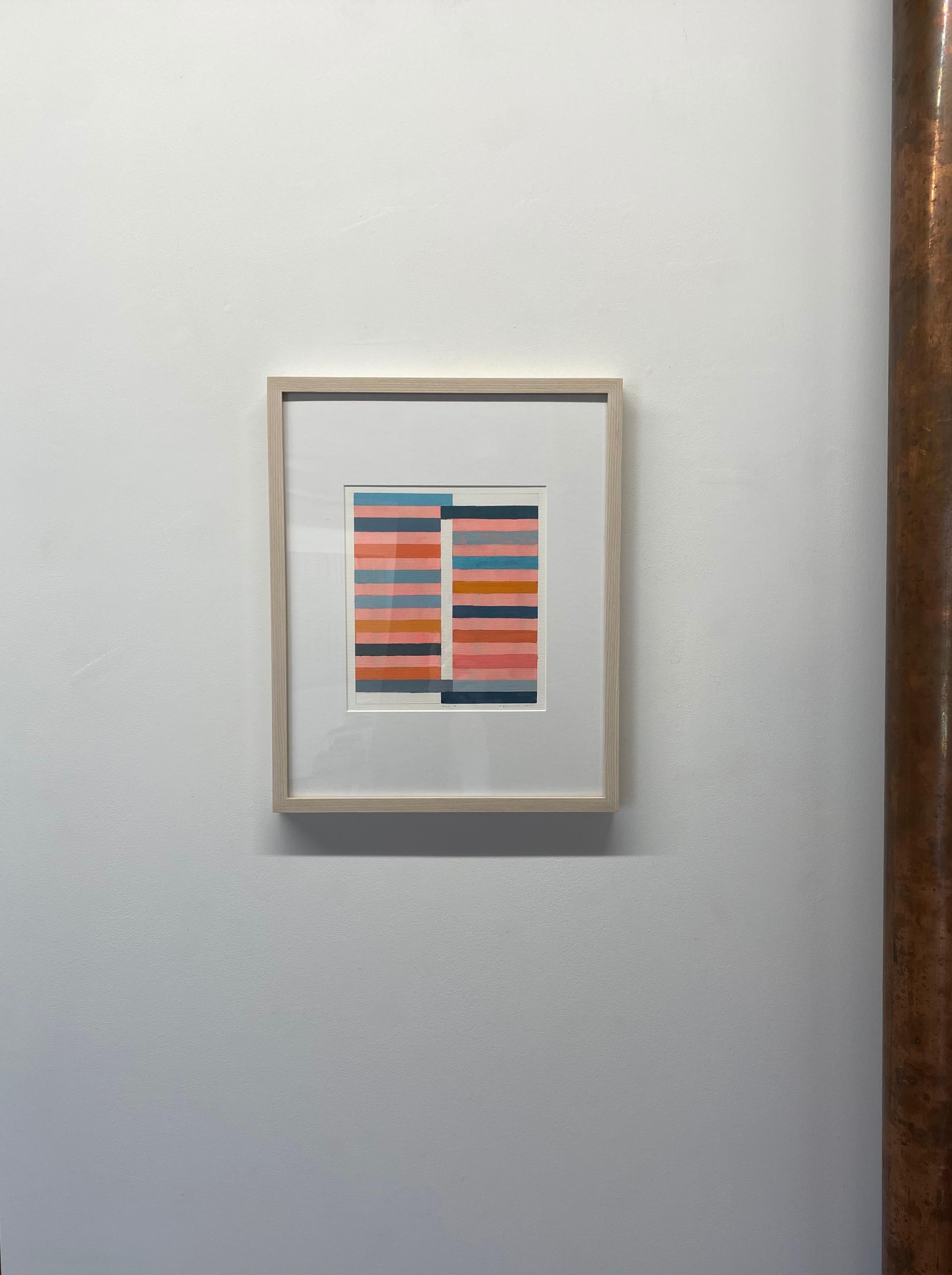Key A, Modern Abstract Painting, Orange, Peach, Blue, Navy, Beige For Sale 5