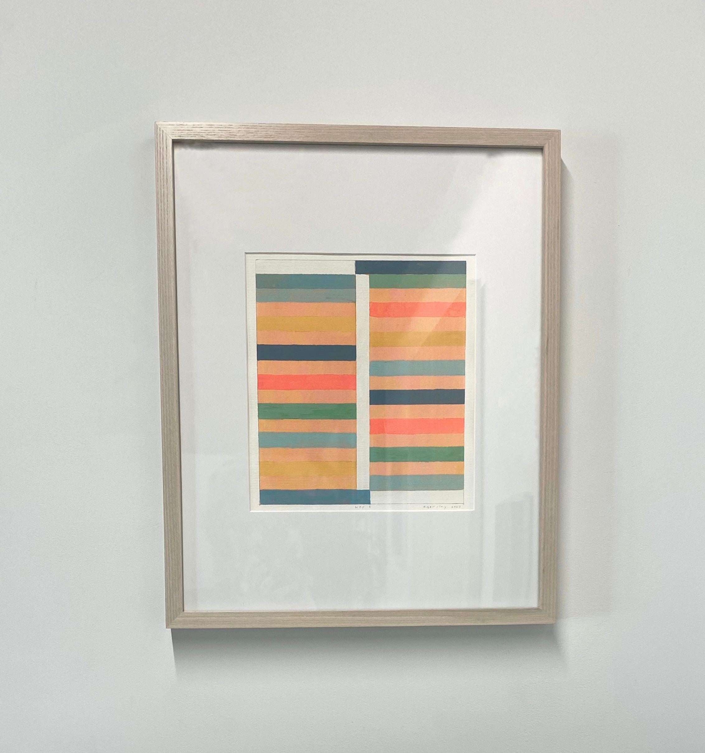 Key E, Modern Abstract Painting, Cream, Salmon Coral, Peach, Teal, Sage Green 1