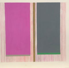 Magenta Grau - Rosa Grau Hellgrün Beige Geometrische Malerei auf Papier, 2020