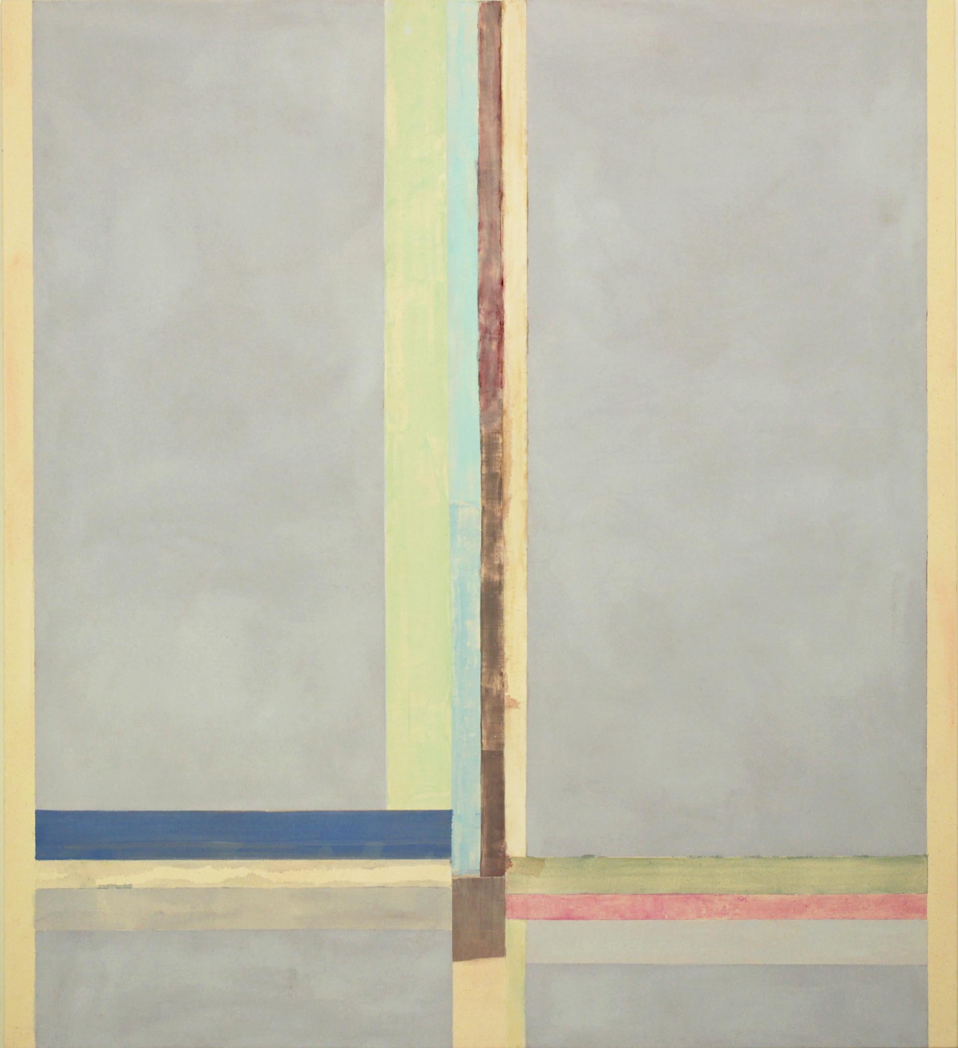 Abstract Painting di Elizabeth Gourlay - No 89 - Pittura astratta contemporanea Blu, verde menta, grigio, strisce, 2024