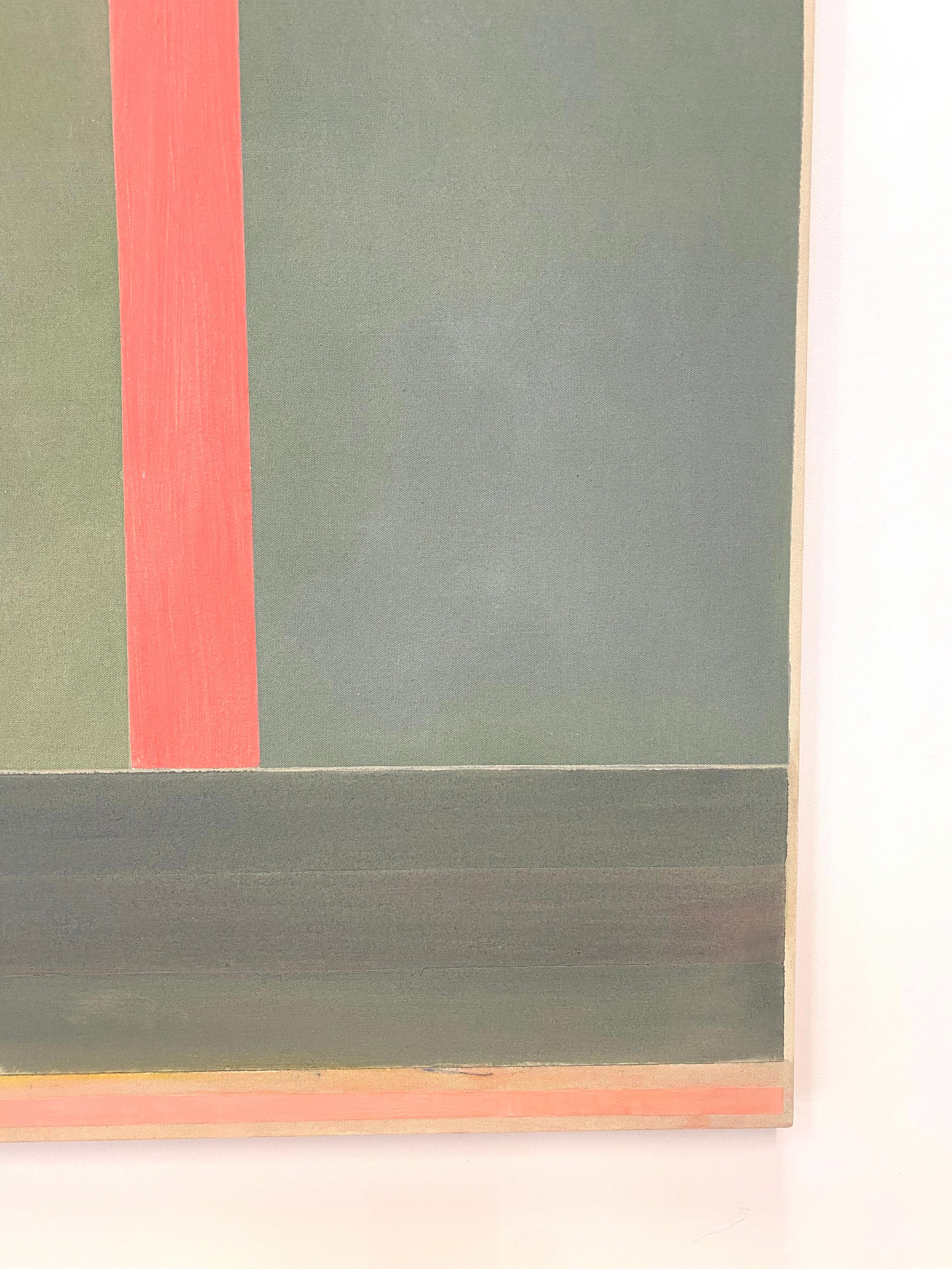 PG 17, Rosso corallo a righe, Verde chiaro, Sage scuro Geometrico astratto in vendita 5
