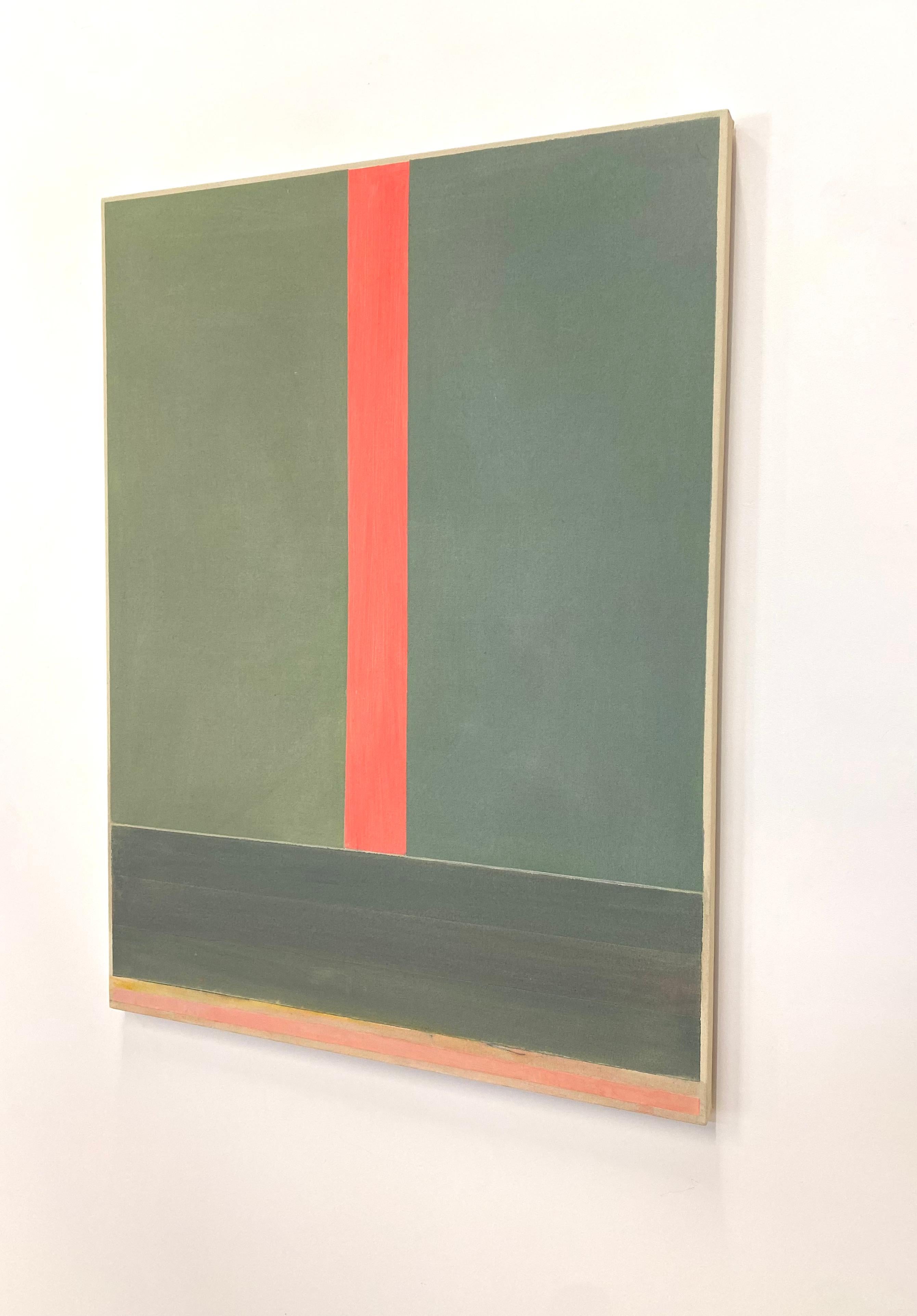 PG 17, Rosso corallo a righe, Verde chiaro, Sage scuro Geometrico astratto in vendita 7