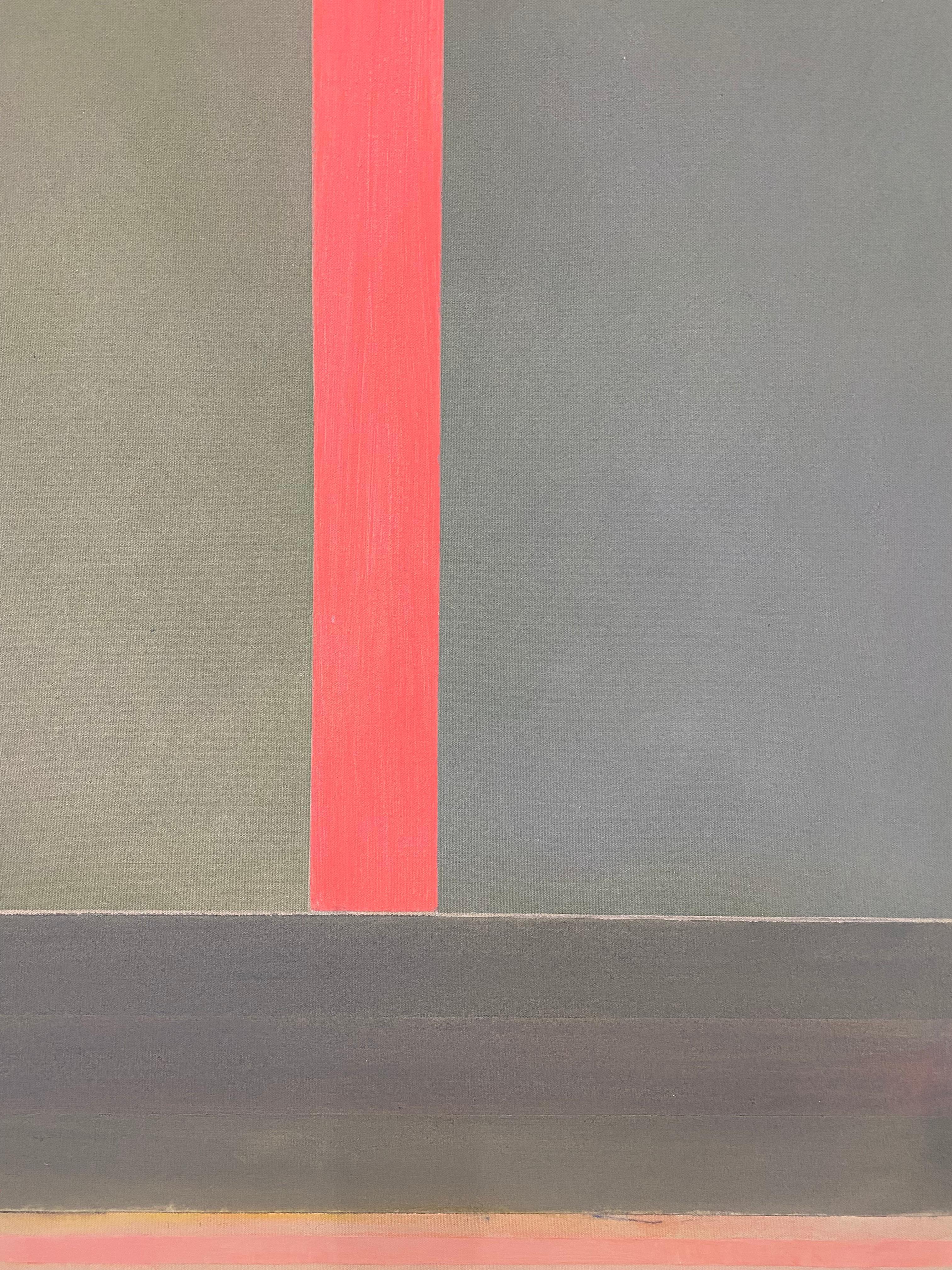 PG 17, Rosso corallo a righe, Verde chiaro, Sage scuro Geometrico astratto in vendita 2