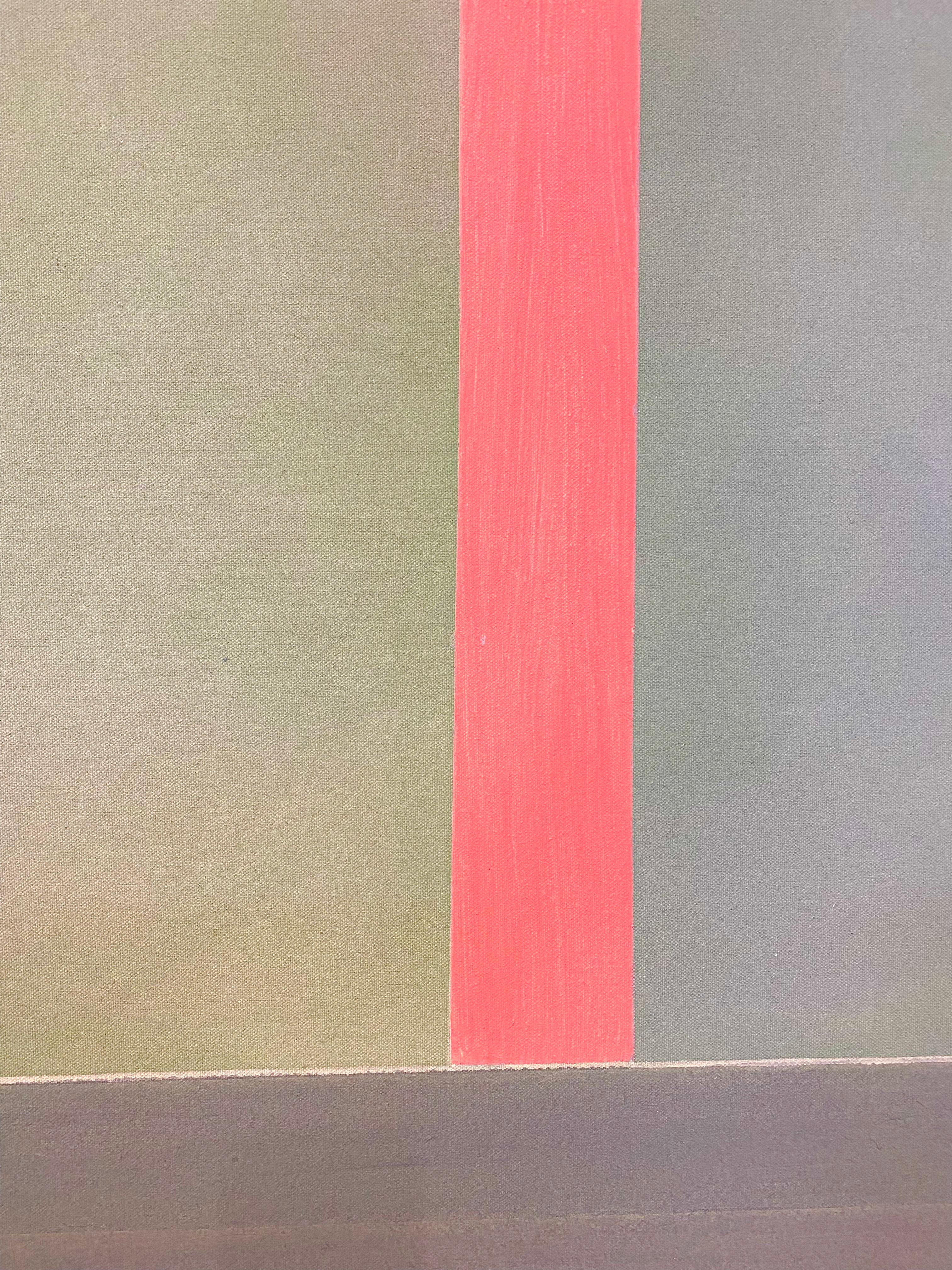 PG 17, Rosso corallo a righe, Verde chiaro, Sage scuro Geometrico astratto in vendita 3