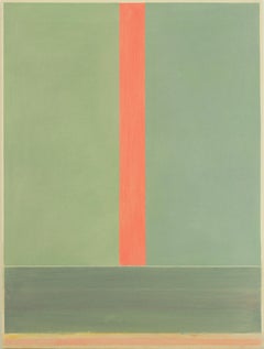 PG 17, Coral Red Stripe, Light Green, Dark Sage Abstract Geometric (rayures rouge corail, vert clair, géométrie abstraite)