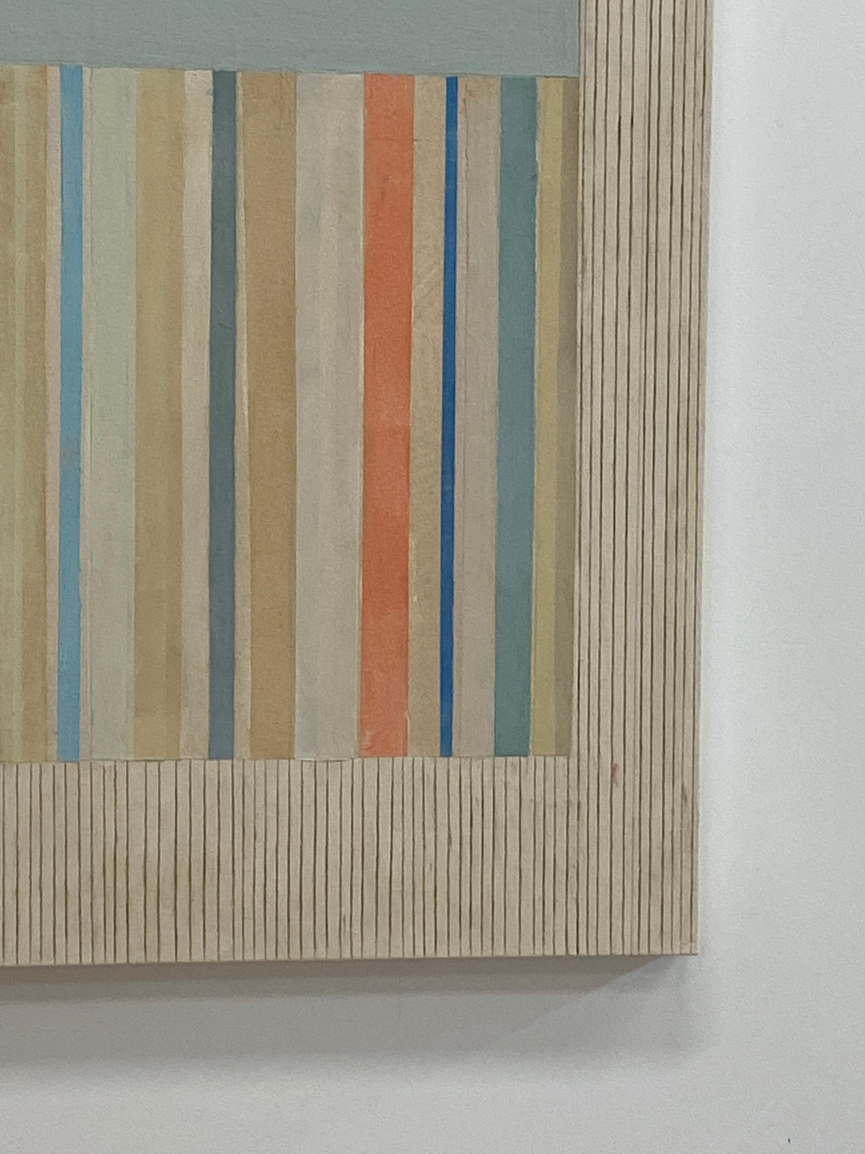 Primrosegrey, Beige, Orange, Gray Blue, Yellow Stripes Geometric Abstract For Sale 7