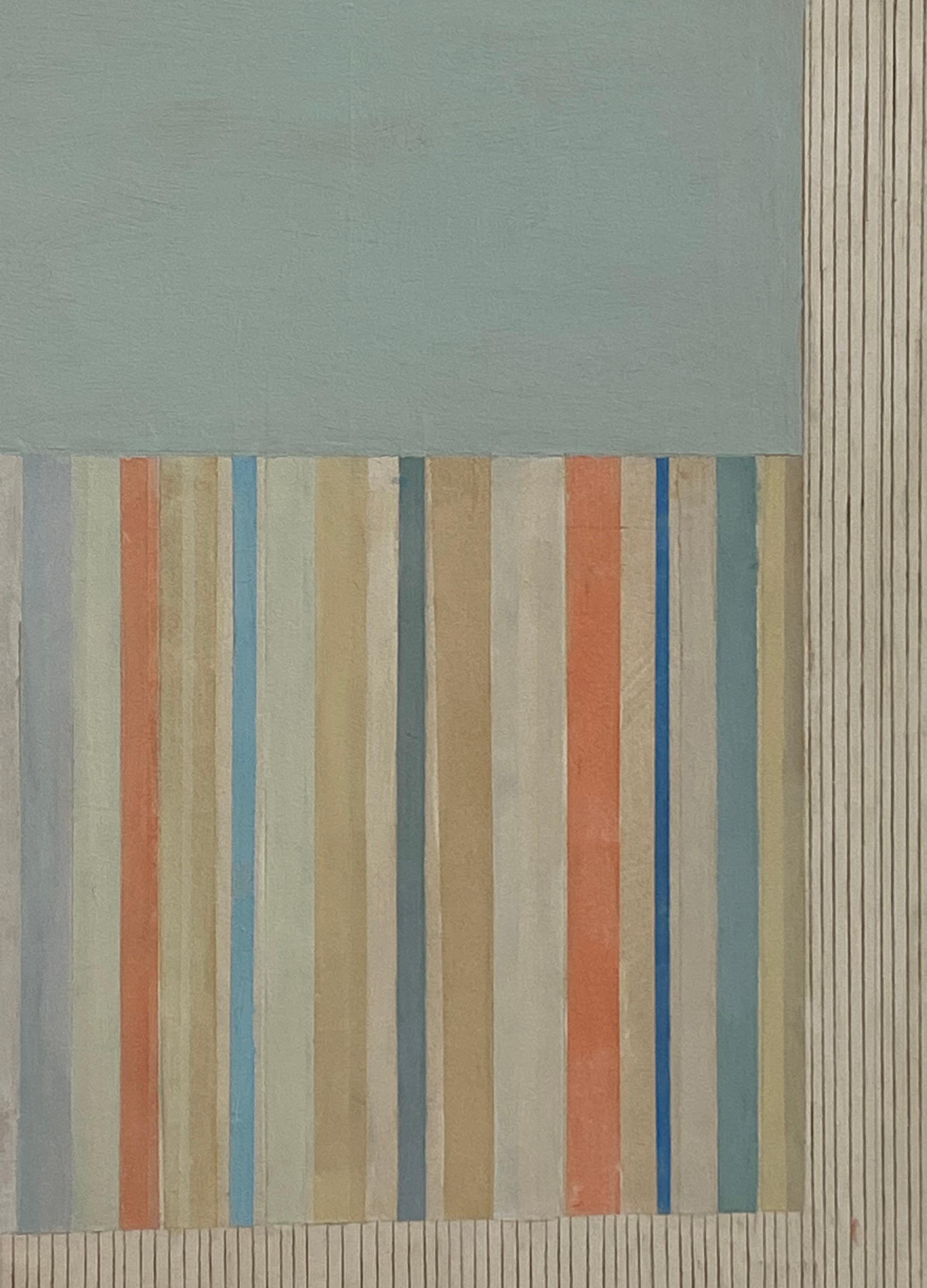 Primrosegrey, Beige, Orange, Gray Blue, Yellow Stripes Geometric Abstract For Sale 1