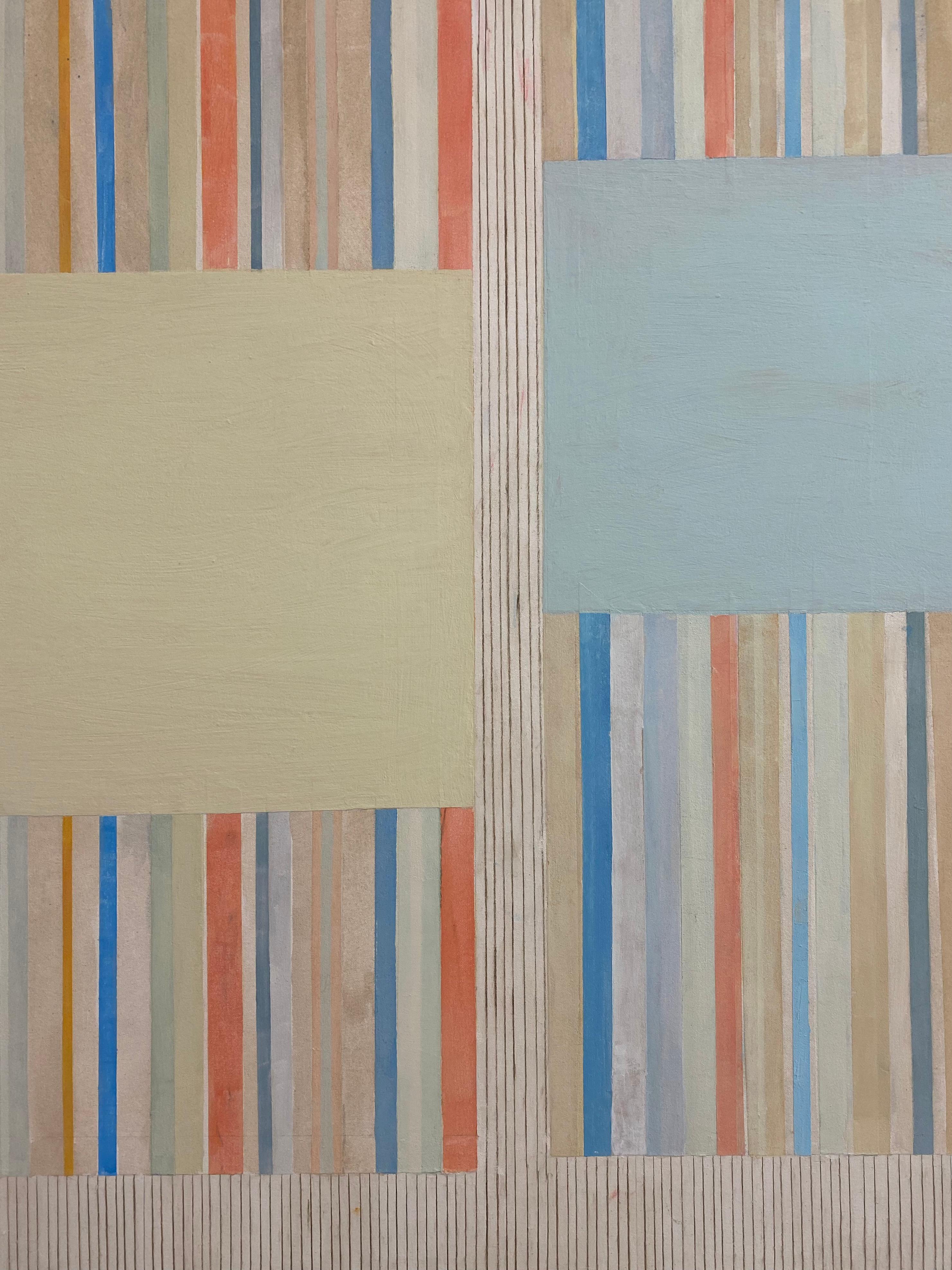 Primrosegrey, Beige, Orange, Gray Blue, Yellow Stripes Geometric Abstract For Sale 3