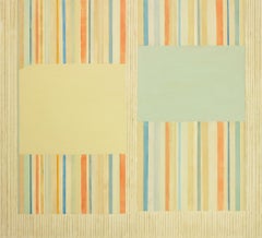 Primrose-gris, beige, orange, gris, bleu, jaune rayures géométriques abstraites