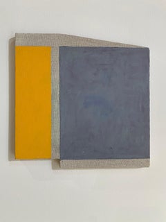 The Sower - Golden Mustard Yellow Gray Beige Shaped Panel Painting, 2021