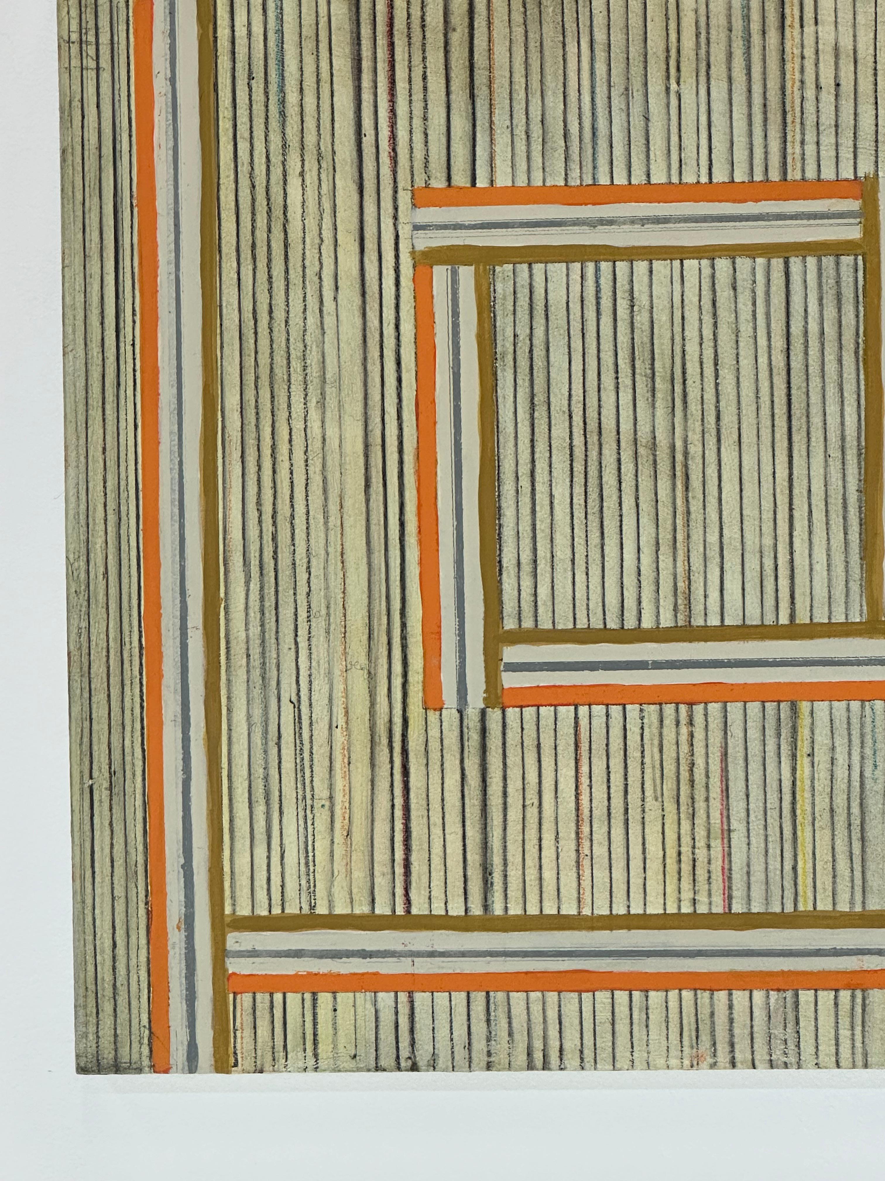 Tre Quattro Quattro - Beige Arancione Marrone Strisce Linee Geometriche Quadrato, 2014 in vendita 2