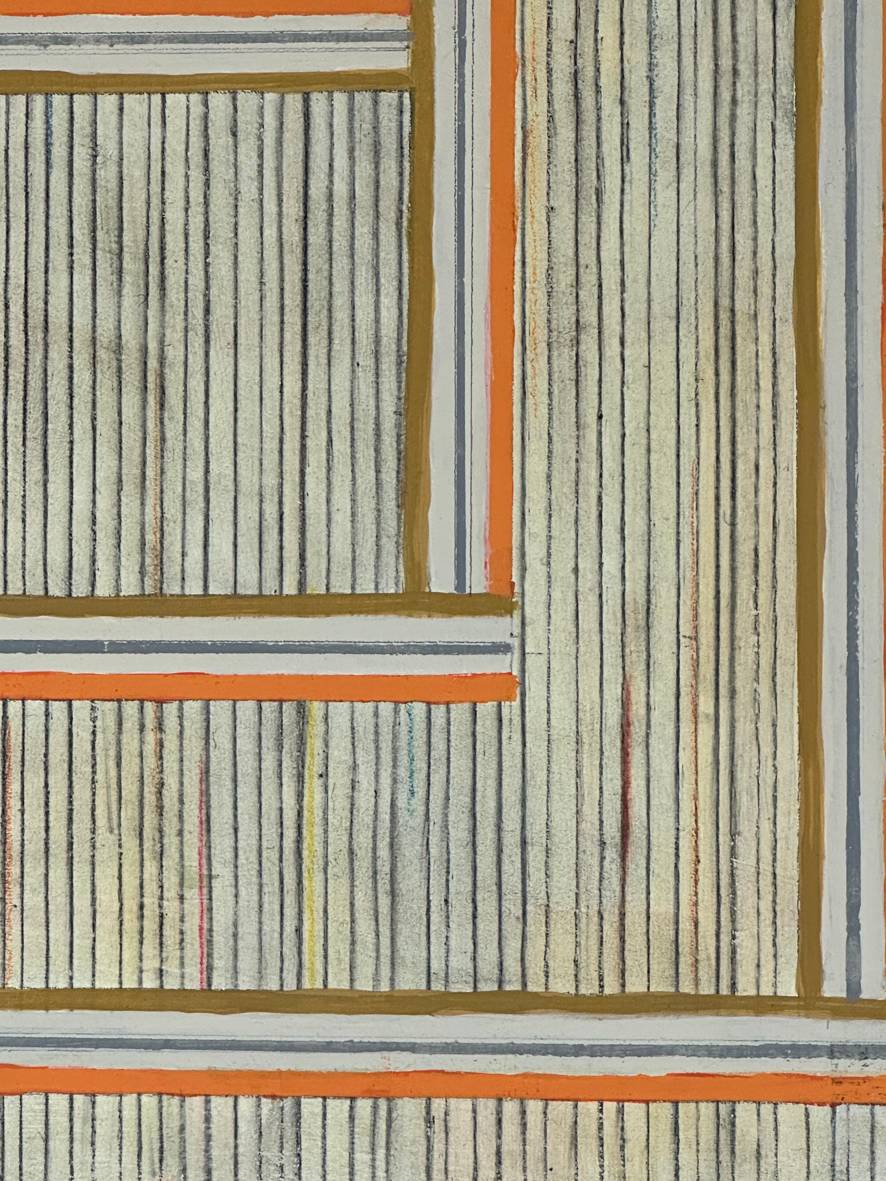 Tre Quattro Quattro - Beige Arancione Marrone Strisce Linee Geometriche Quadrato, 2014 in vendita 3