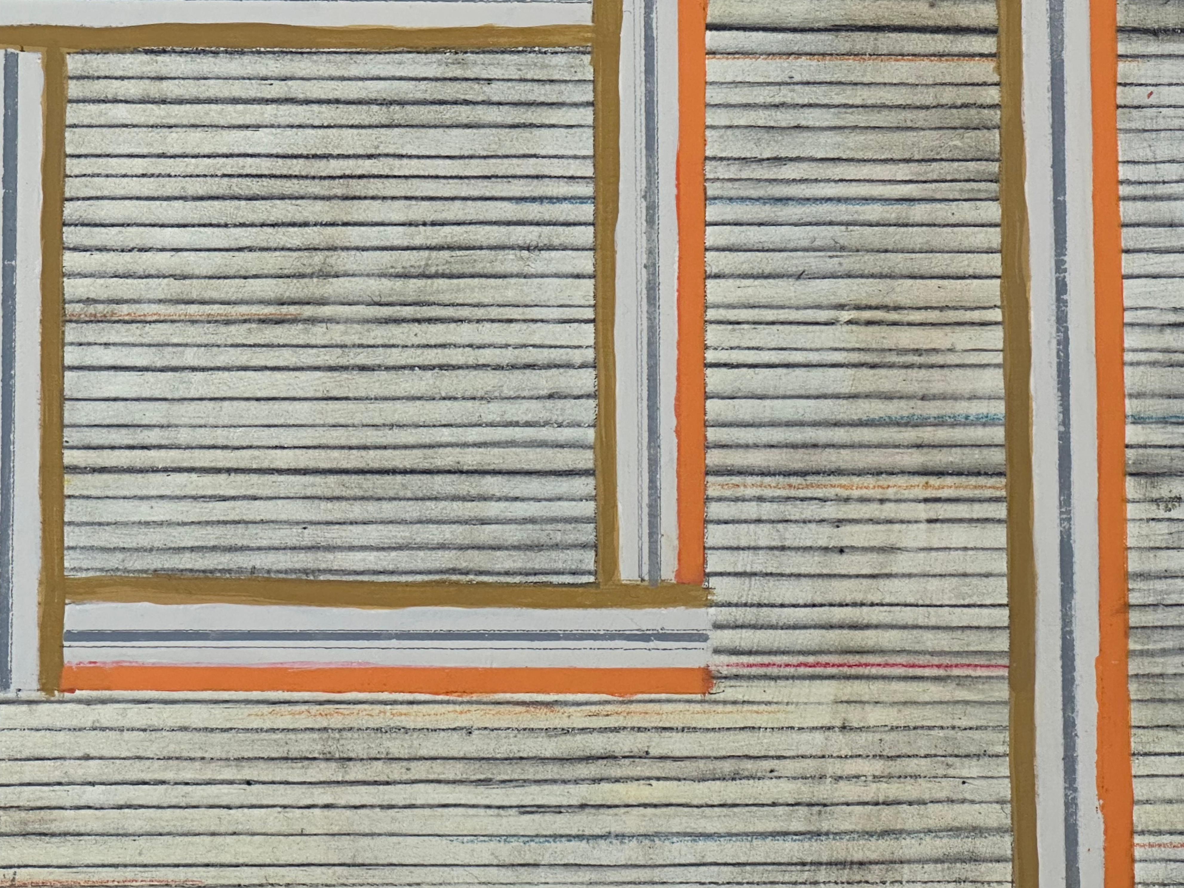 Tre Quattro Quattro - Beige Arancione Marrone Strisce Linee Geometriche Quadrato, 2014 in vendita 4