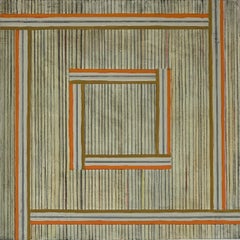 Three Four Four - Beige Naranja Marrón Rayas Geométricas Cuadrado, 2014