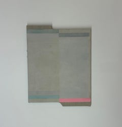 Untitled - Beige Gray Pink Stripes Shaped Painting, 2023