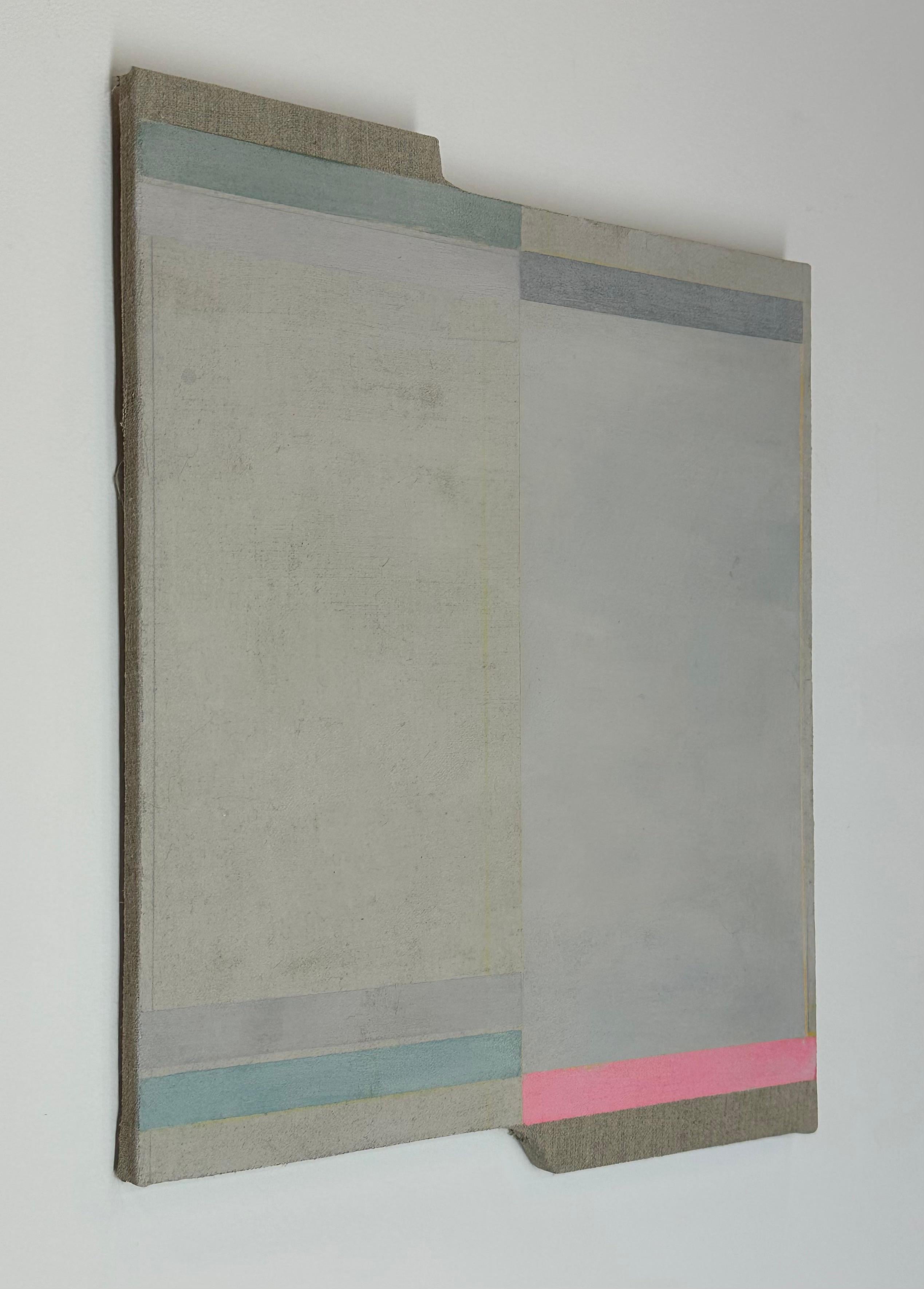 Untitled - Beige Gray Pink Stripes Shaped Painting, 2023 For Sale 1