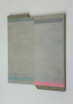Untitled - Beige Gray Pink Stripes Shaped Painting, 2023