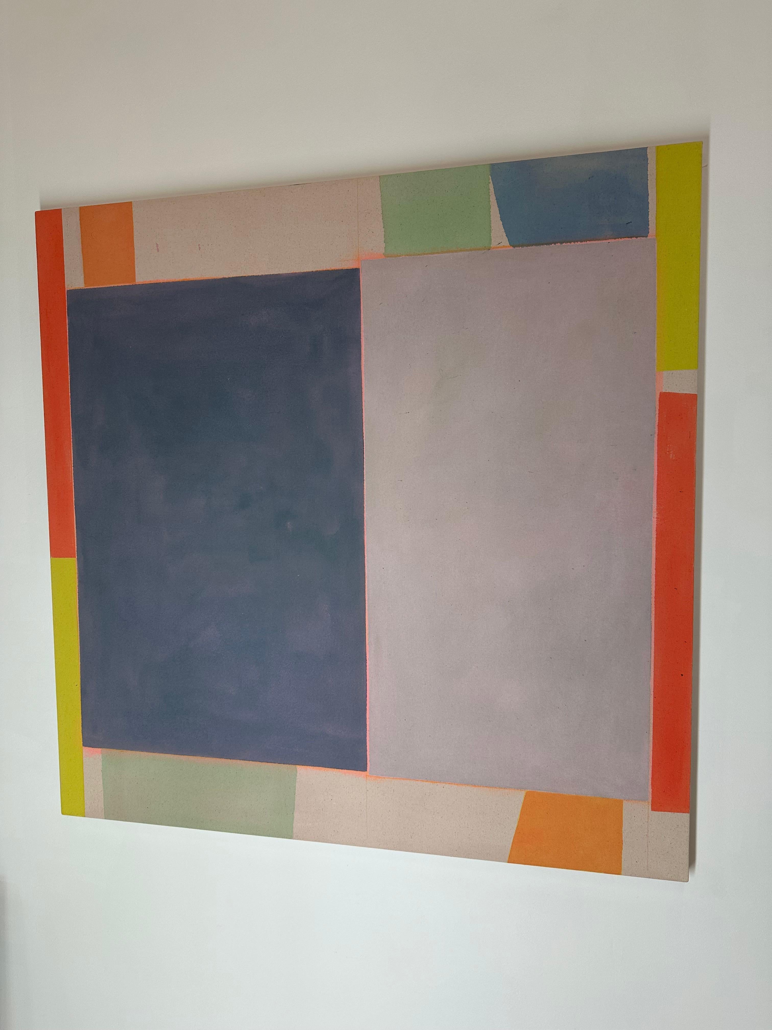 Senza titolo - Astratto geometrico contemporaneo a strisce arancione giallo verde, 2024 - Painting Contemporaneo di Elizabeth Gourlay