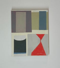 Sans titre - Contemporary Geometric Abstract Red Sage Beige Gray Shapes
