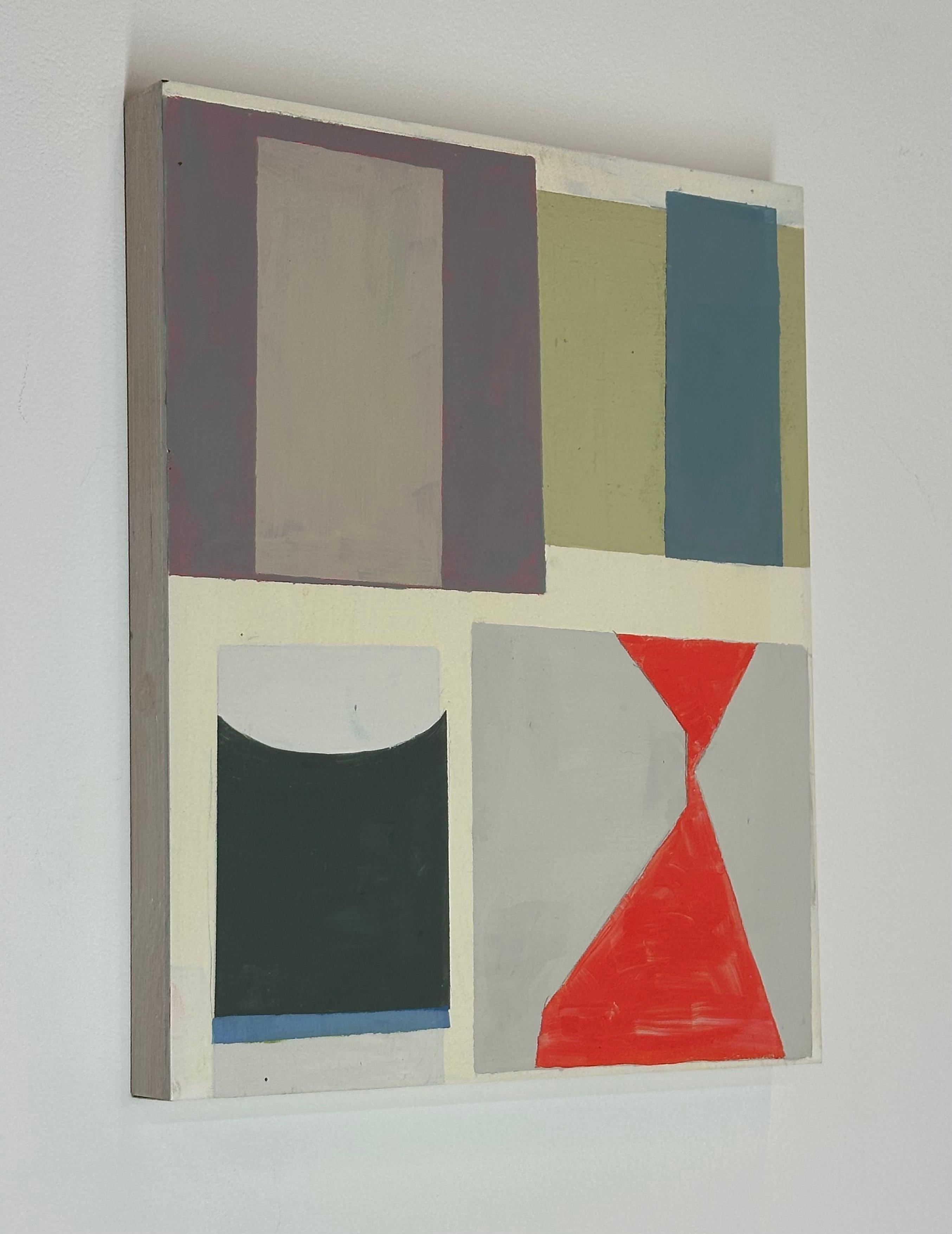 Senza titolo - Forme geometriche astratte contemporanee Rosso Sage Beige Grigio - Painting Contemporaneo di Elizabeth Gourlay