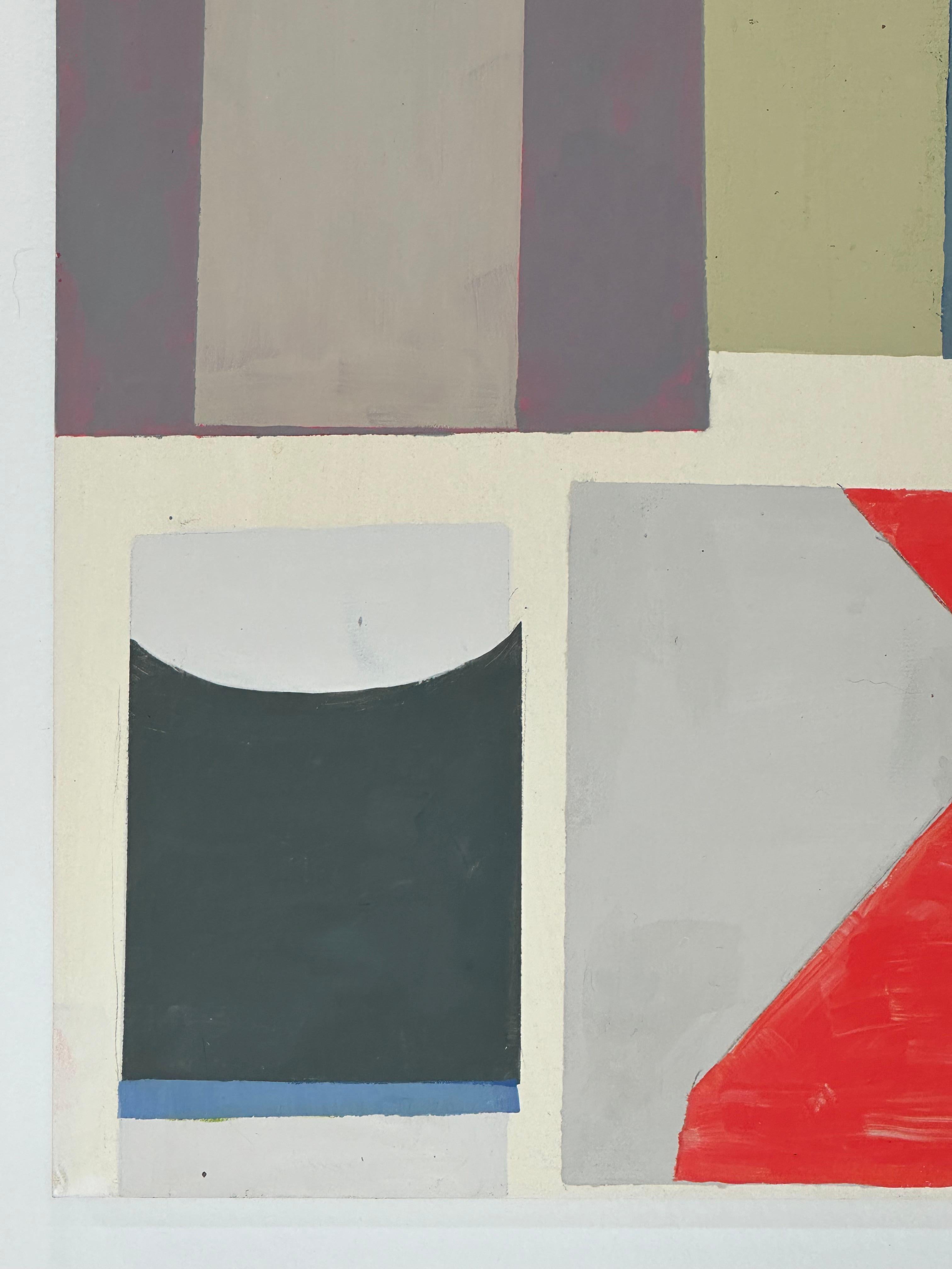 Senza titolo - Forme geometriche astratte contemporanee Rosso Sage Beige Grigio in vendita 1