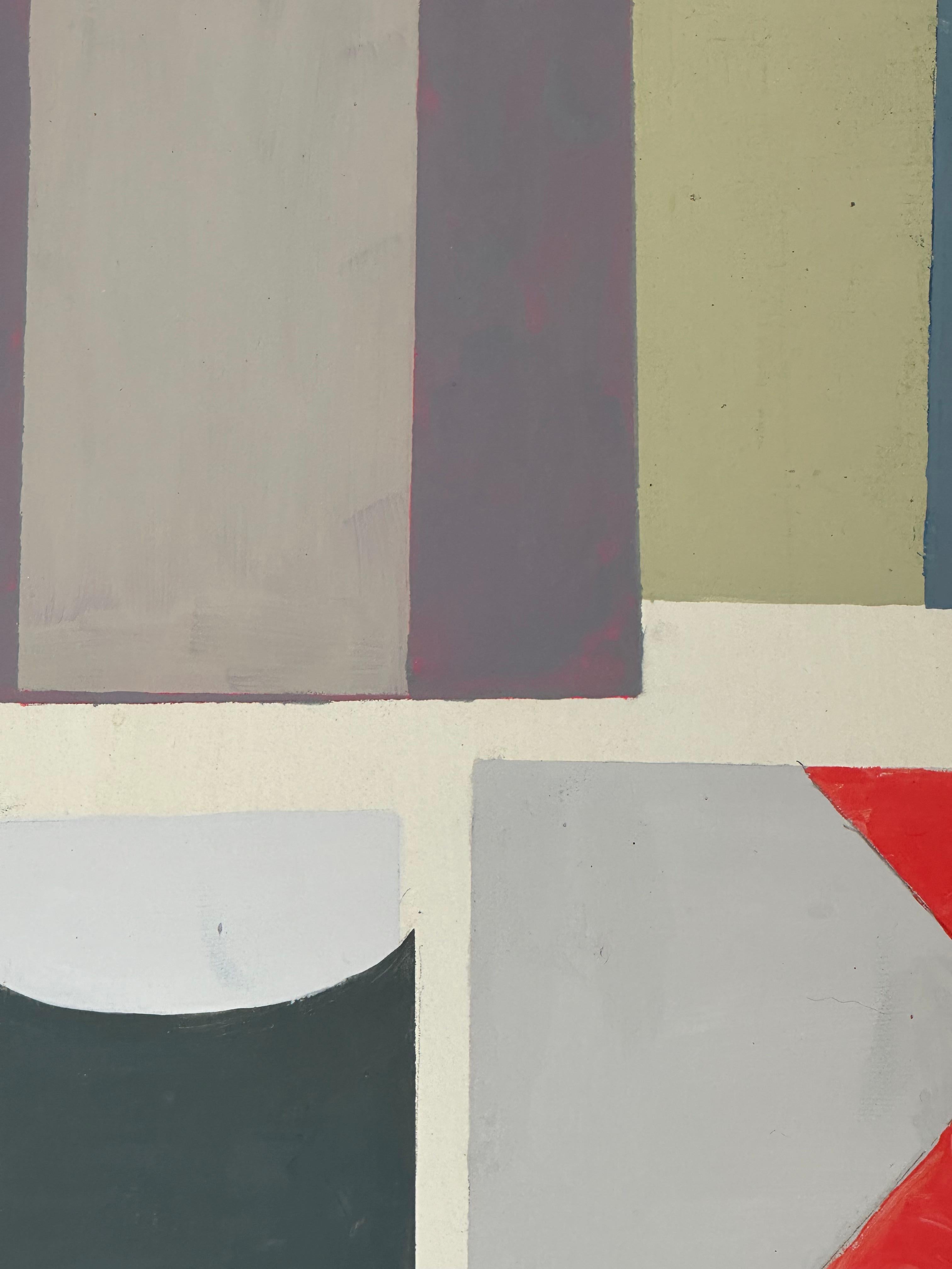 Senza titolo - Forme geometriche astratte contemporanee Rosso Sage Beige Grigio in vendita 2