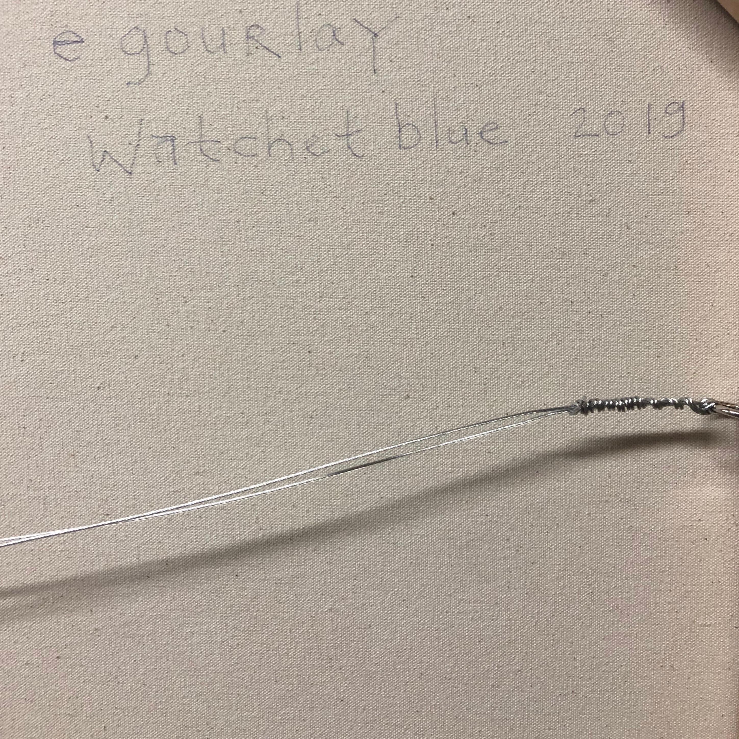 Watchetblue, Quadro astratto quadrato in beige, blu, verde, grigio, umido, marrone - Abstract Painting Beige di Elizabeth Gourlay