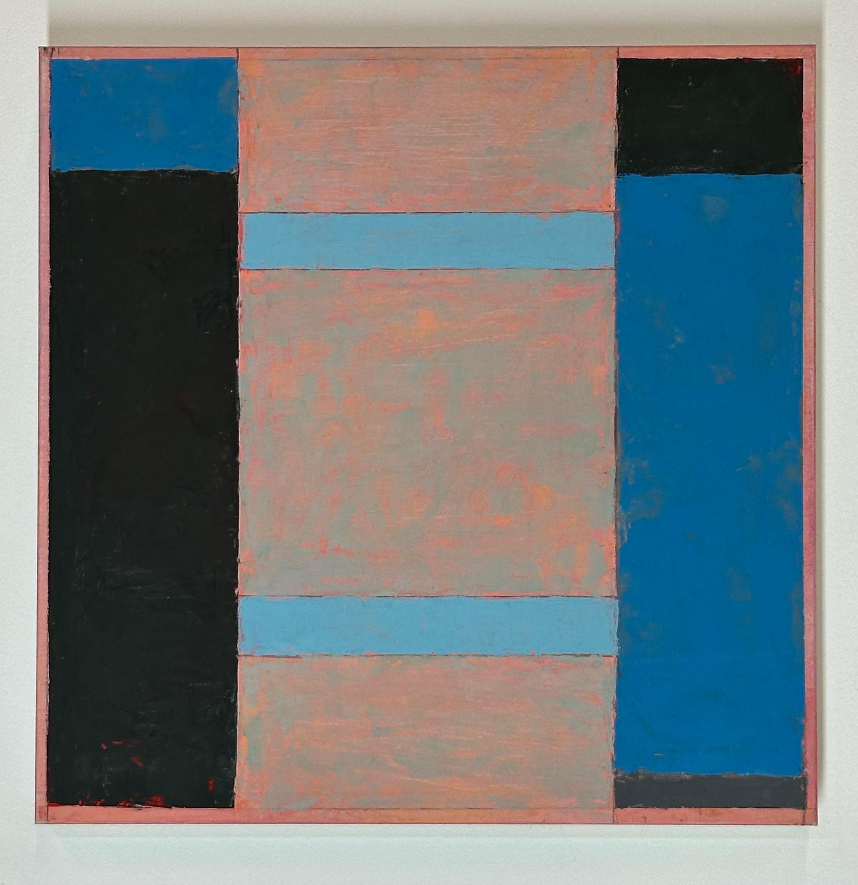 With Blue Gray - Contemporary Geometric Abstract Stripes Color Blocks, 2012 - Painting de Elizabeth Gourlay