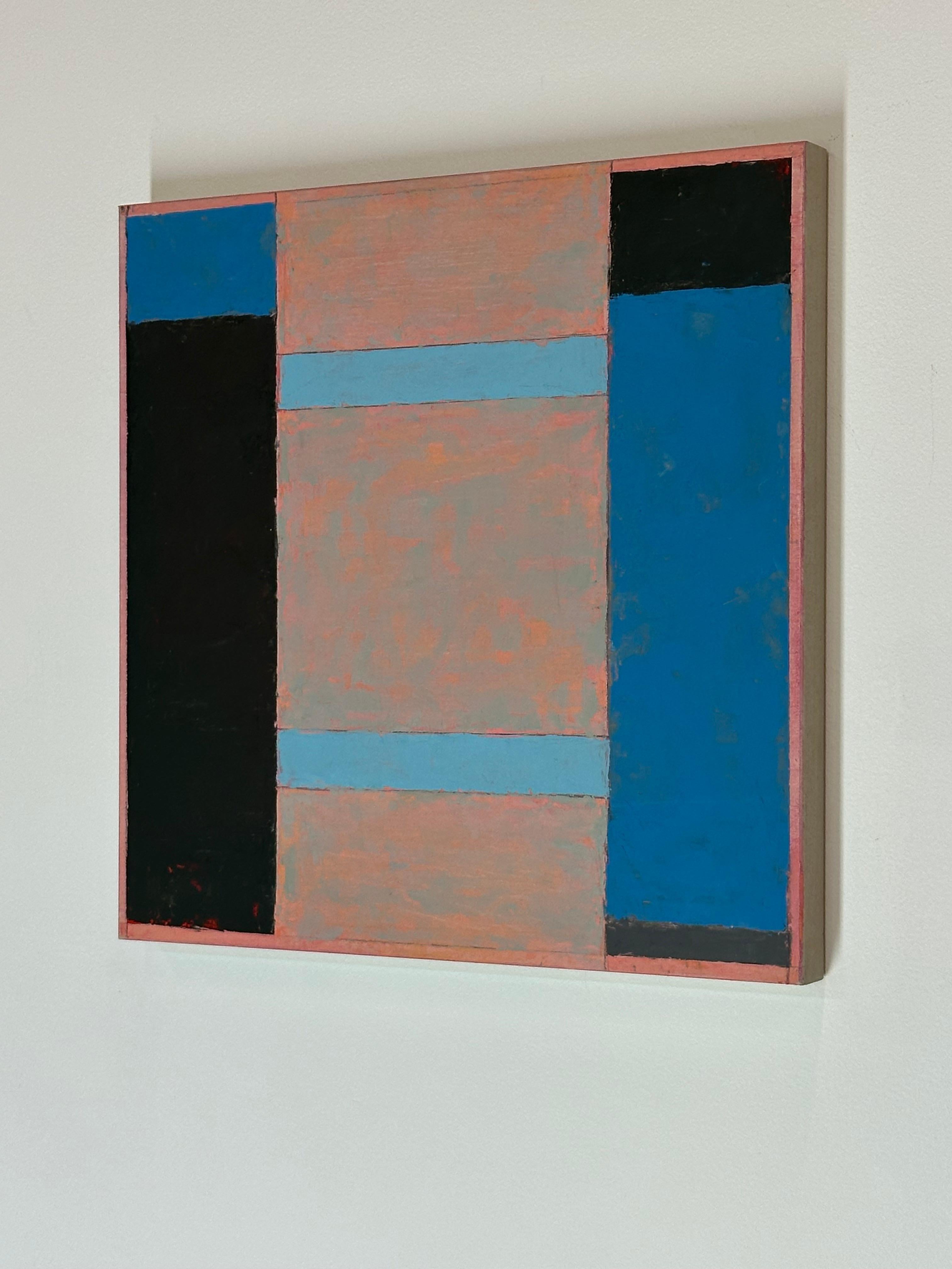 With Blue Gray - Contemporary Geometric Abstract Stripes Color Blocks, 2012 - Painting Contemporáneo de Elizabeth Gourlay